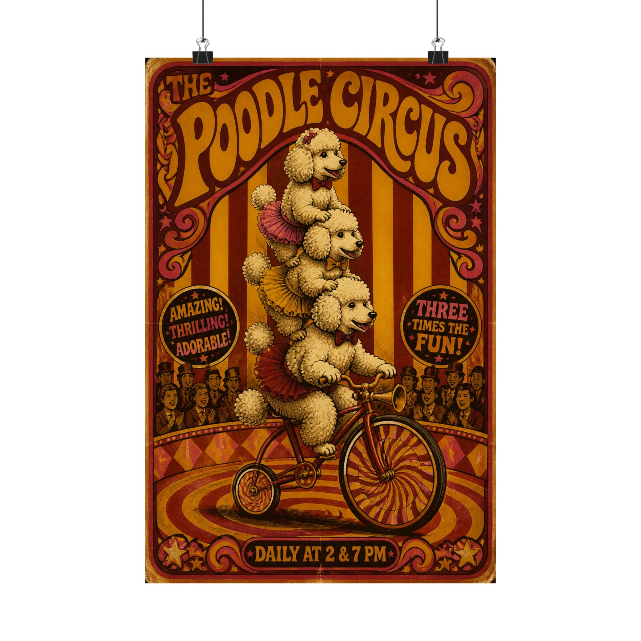 Poodle Stack Bicycle Wall Art Poster 18×24 Psychedelic Cafe Decor Maximalist Print