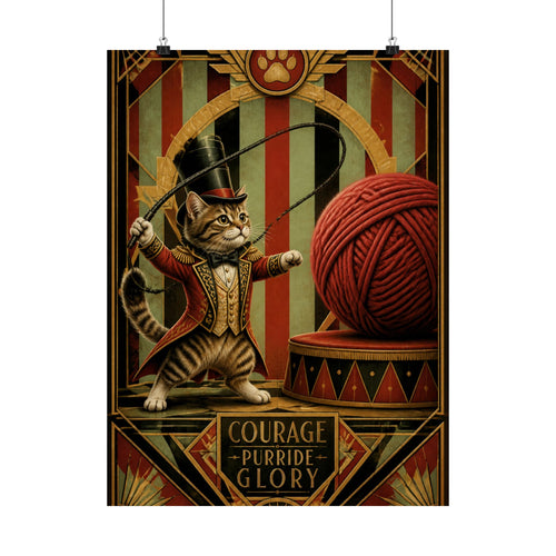 Cat Lion Tamer Wall Art Poster 18×24 Art Deco Entryway Decor Maximalist Print