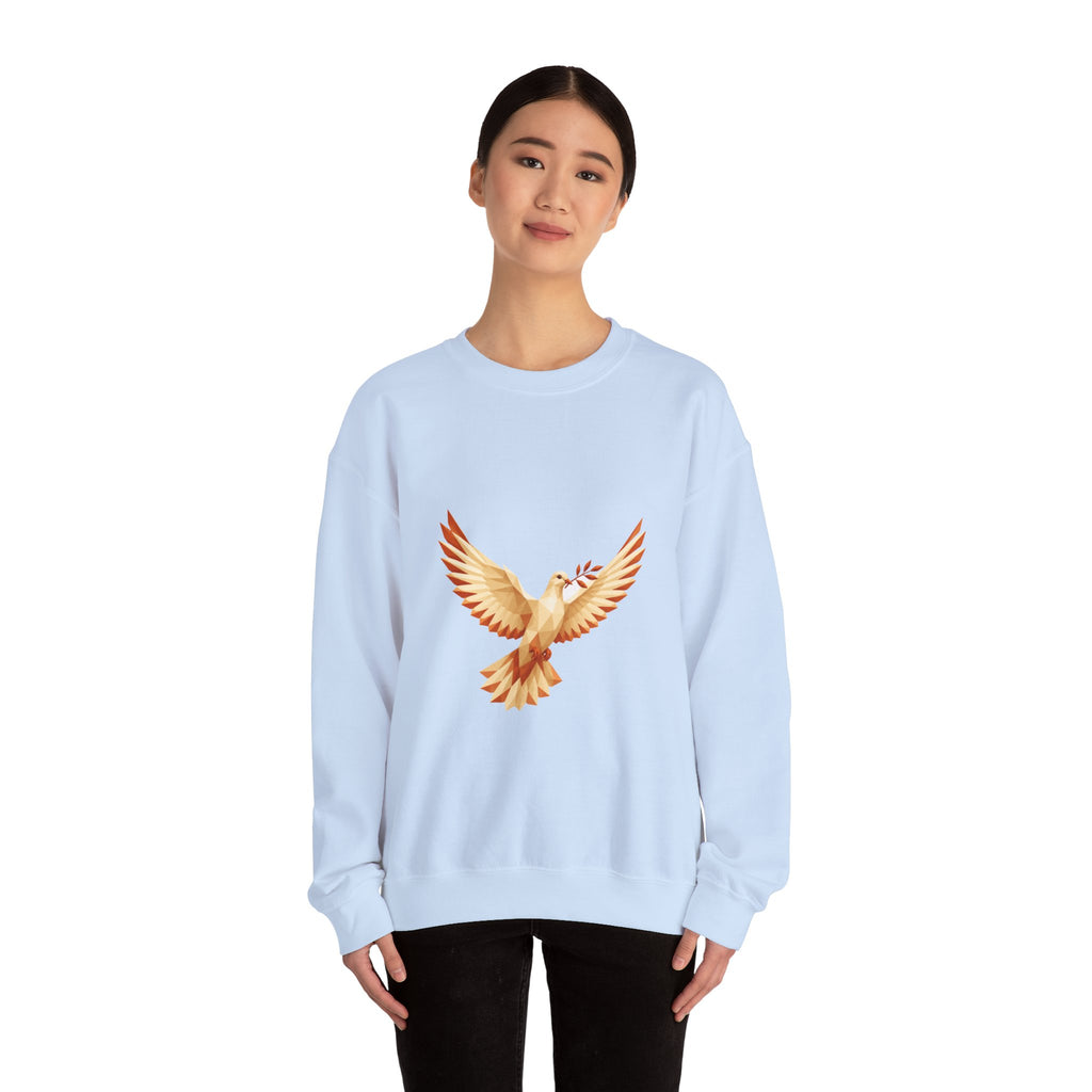 Matching Couple Sweatshirt - Wolf & Dove Matching Couple Crewneck Sweatshirt Geometric Art His Hers Couple Gift - Design B
