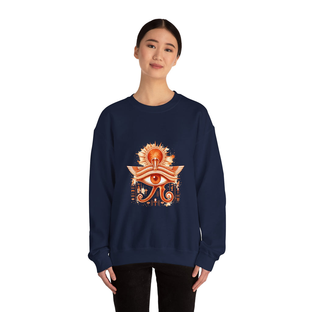 Matching Couple Sweatshirt - Eye of Ra & Horus Matching Couple Premium Fleece Sweatshirt Watercolor Art His Hers Birthday Gift - Design A