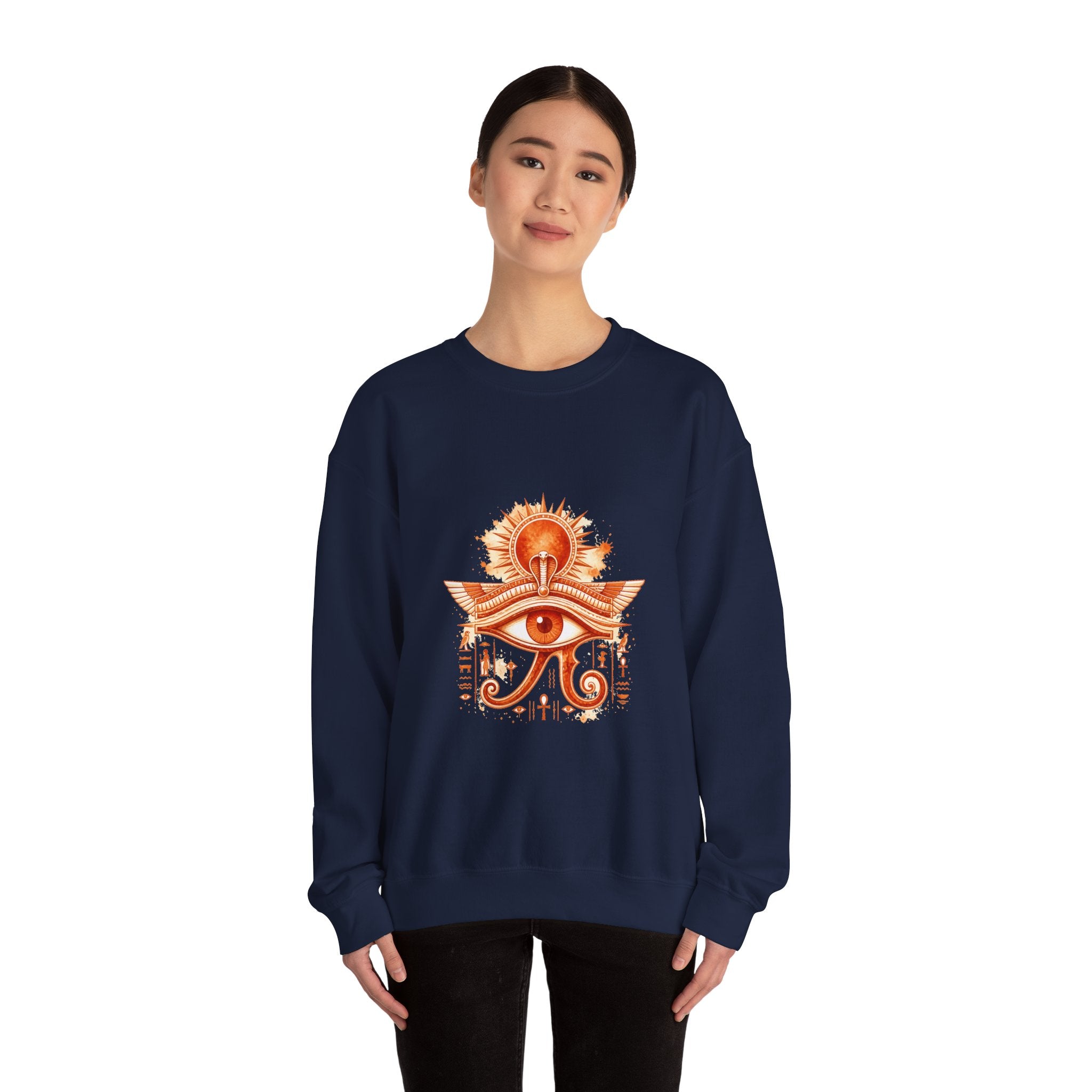 Matching Couple Sweatshirt - Eye of Ra & Horus Matching Couple Premium Fleece Sweatshirt Watercolor Art His Hers Birthday Gift - Design A