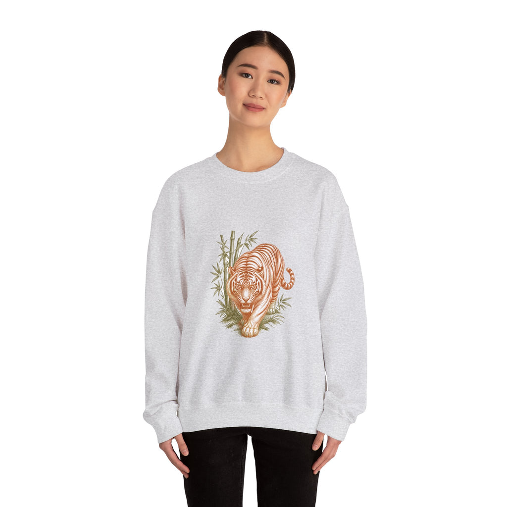 Matching Couple Sweatshirt - Tiger & Crane Matching Couple Premium Fleece Sweatshirt Vintage Art His Hers Honeymoon Gift - Design A