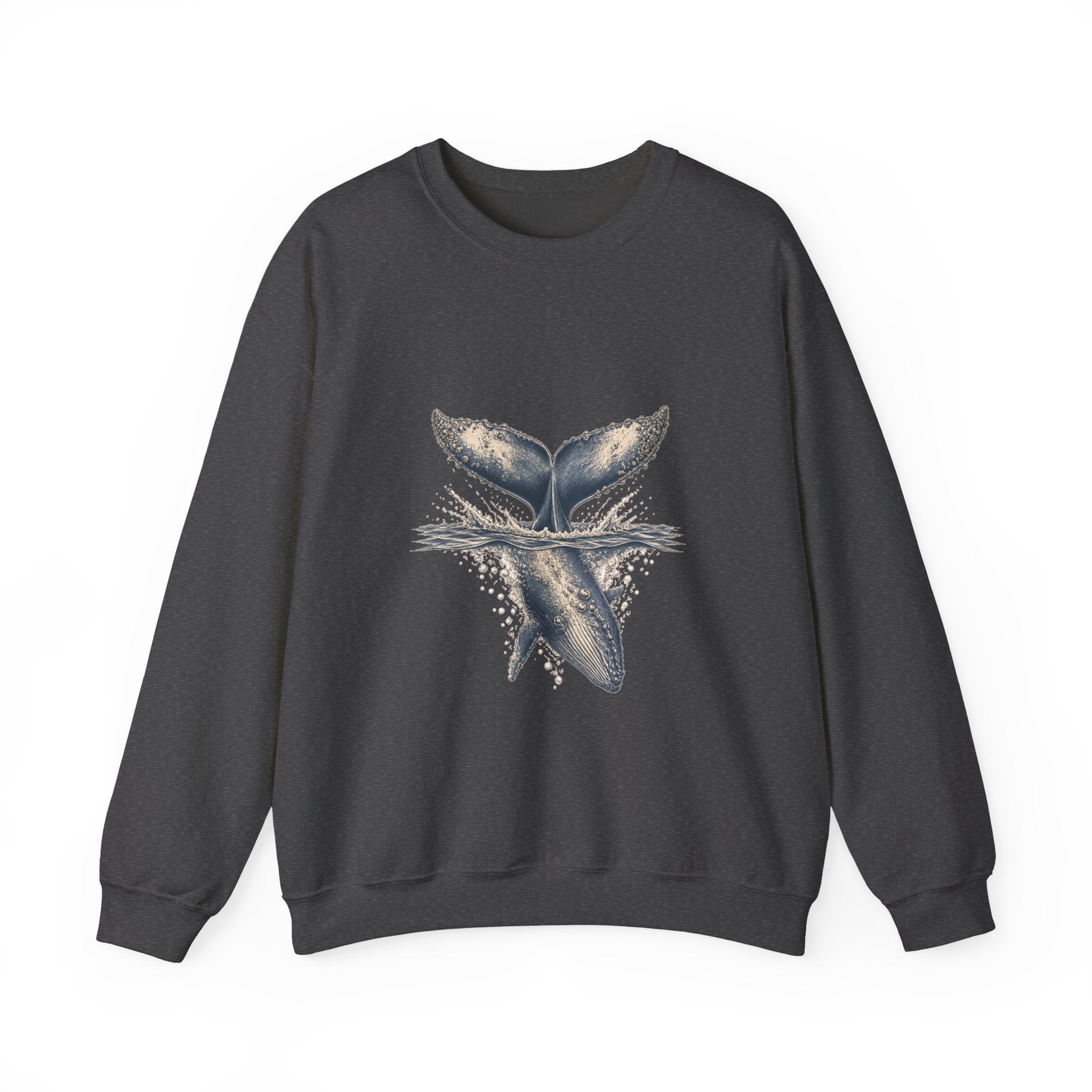 Matching Couple Sweatshirt - Eagle & Whale Matching Couple Crewneck Sweatshirt Hand-Drawn Art His Hers Best Friend Gift - Design B