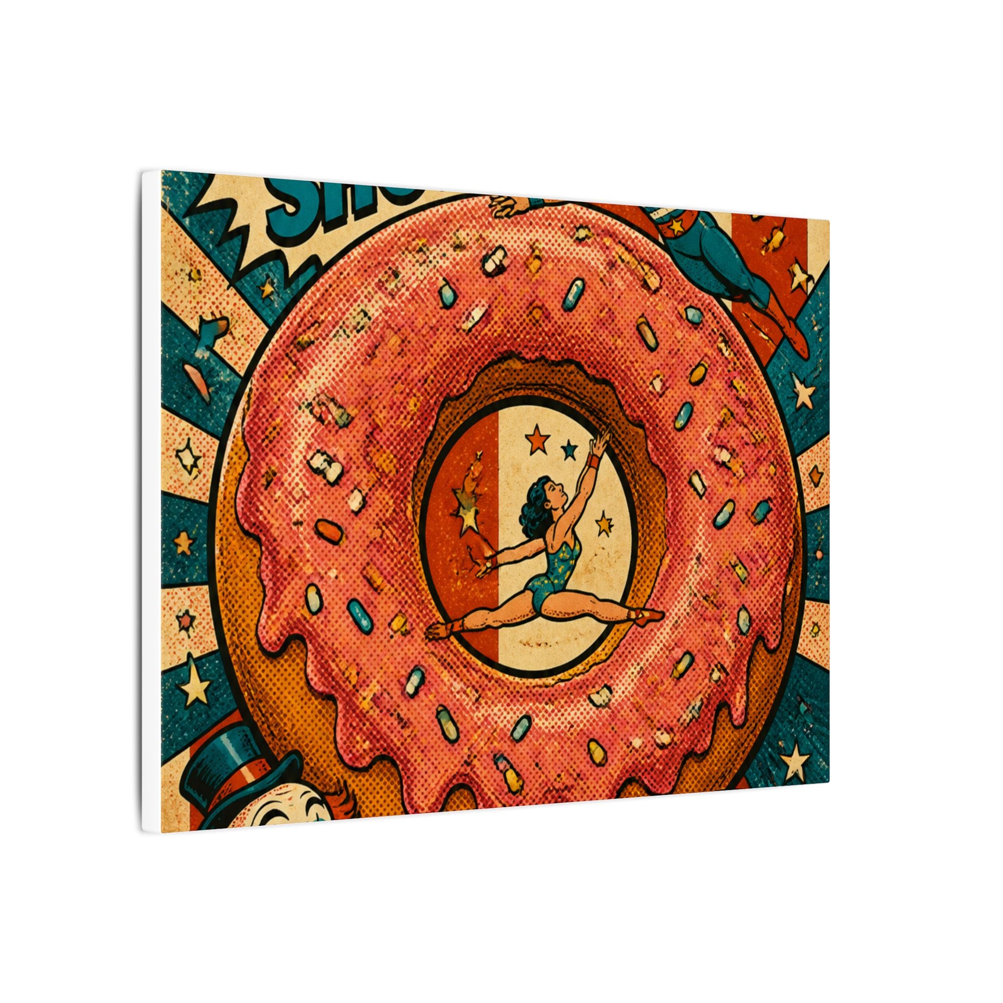 Donut Circus Ring Wall Art Canvas 24×36 Pop Art Restaurant Decor Maximalist Print