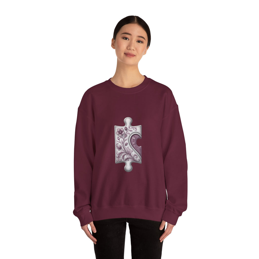 Matching Couple Sweatshirt - Puzzle Pieces Matching Couple Premium Fleece Sweatshirt Vintage Art His Hers Honeymoon Gift - Design A