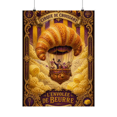 Croissant Hot Air Balloon Wall Art Poster 18×24 Baroque Home Office Decor Maximalist Print