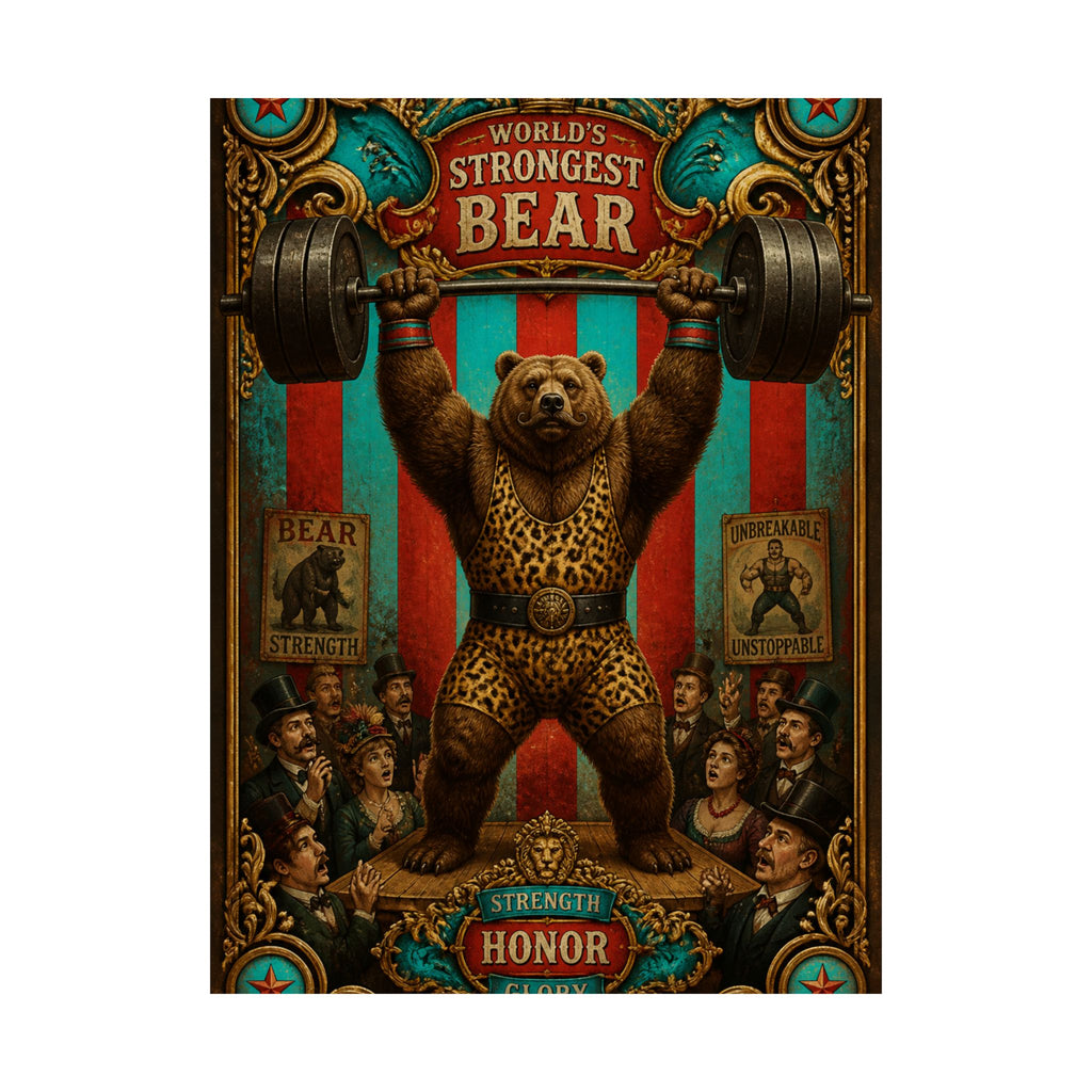 Strongman Bear Wall Art Poster 24×36 Baroque Studio Decor Maximalist Print