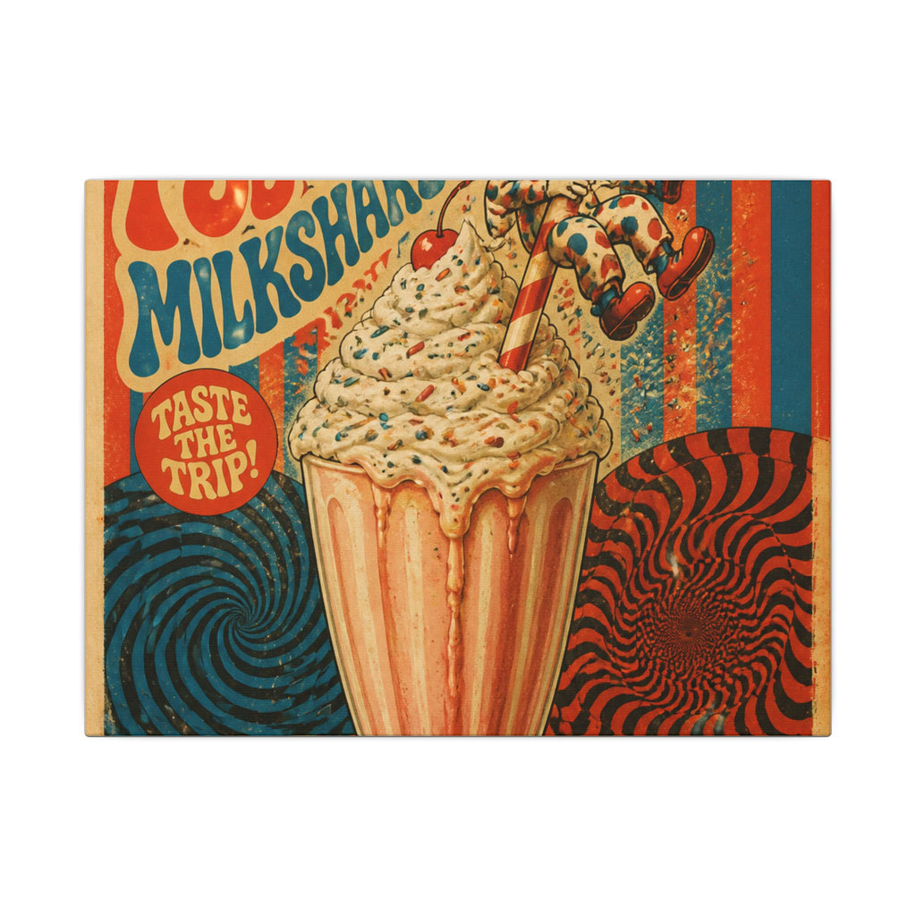 Milkshake Slide Clown Wall Art Canvas 24×36 Psychedelic Dining Room Decor Maximalist Print