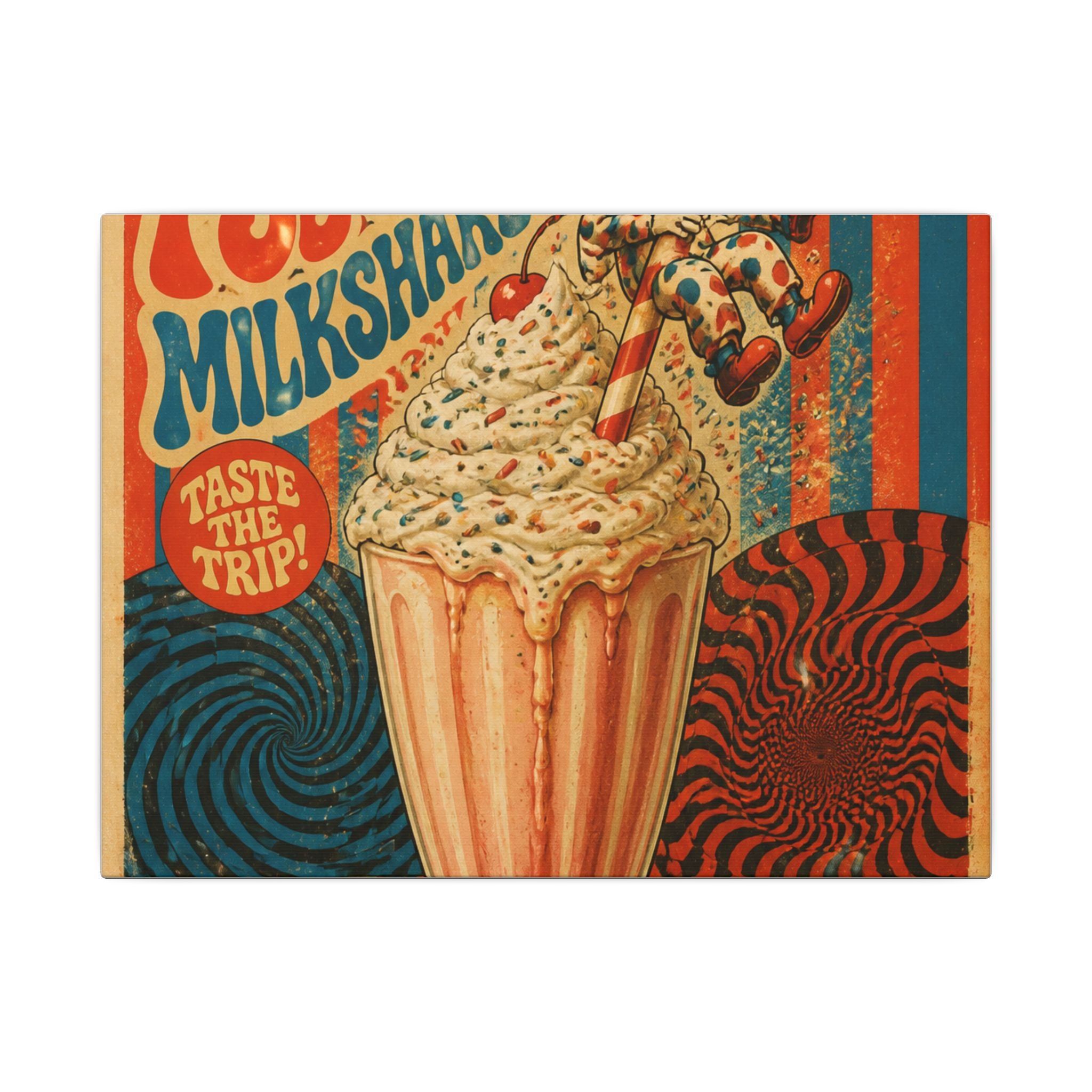 Milkshake Slide Clown Wall Art Canvas 24×36 Psychedelic Dining Room Decor Maximalist Print