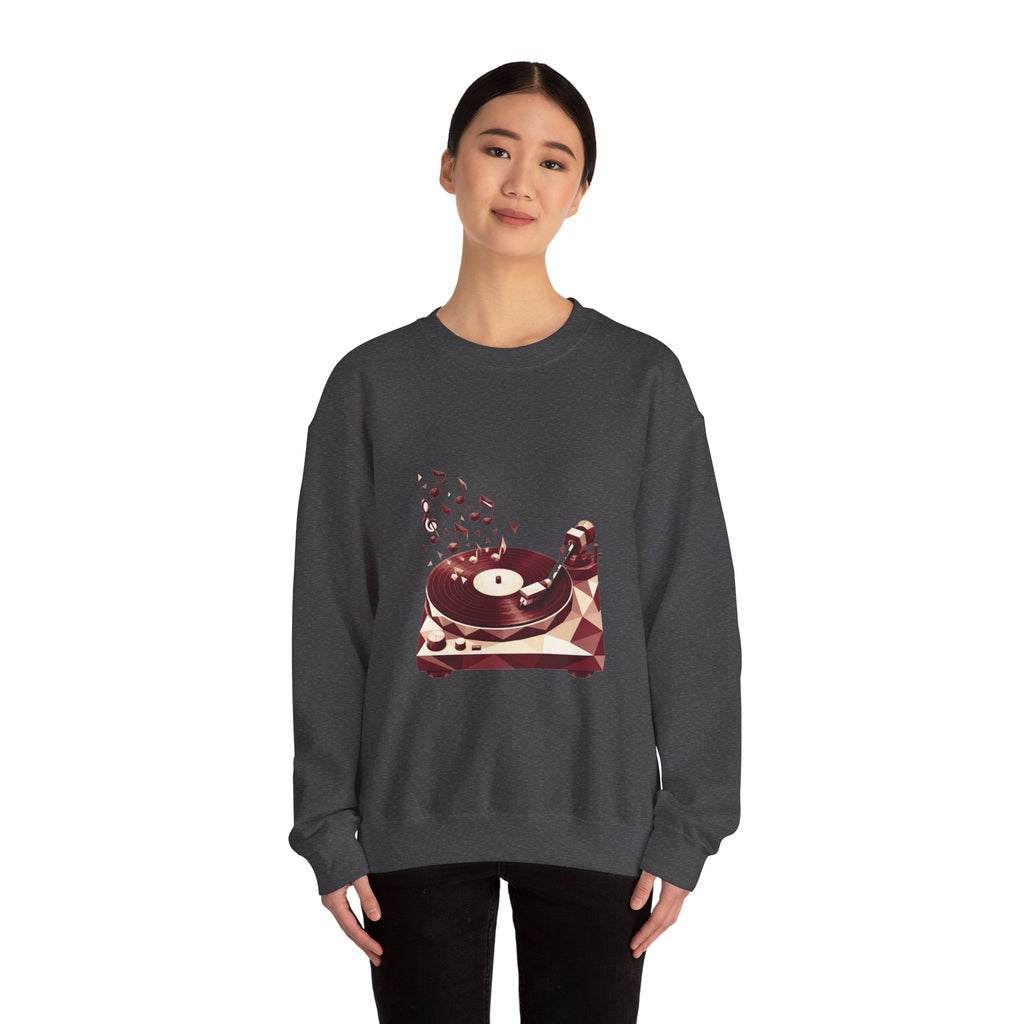 Matching Couple Sweatshirt - Vinyl & Cassette Matching Couple Crewneck Sweatshirt Geometric Art His Hers Couple Gift - Design A