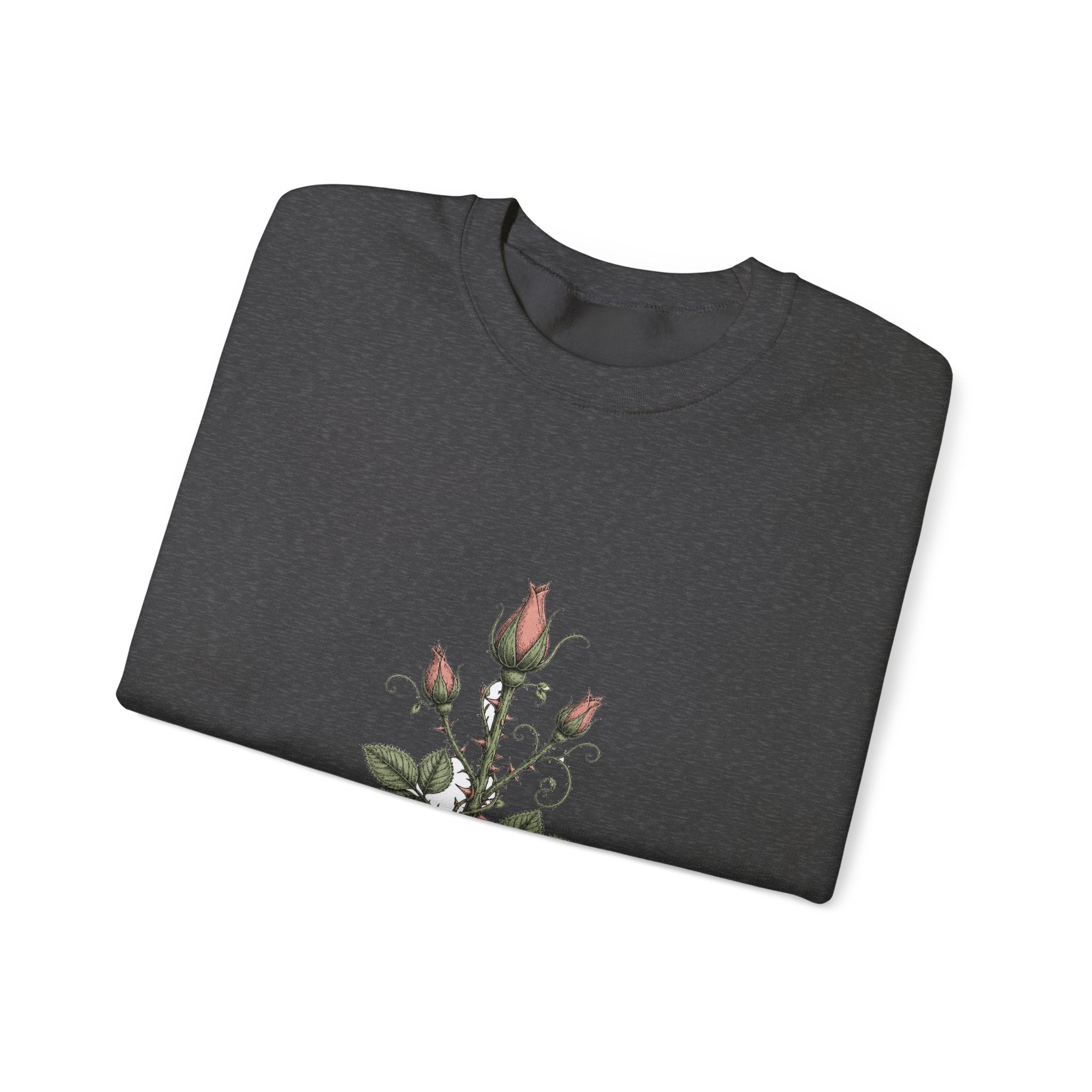 Matching Couple Sweatshirt - Rose & Thorn Matching Couple Comfort Colors Crew Hand-Drawn Art His Hers Anniversary Gift - Design B