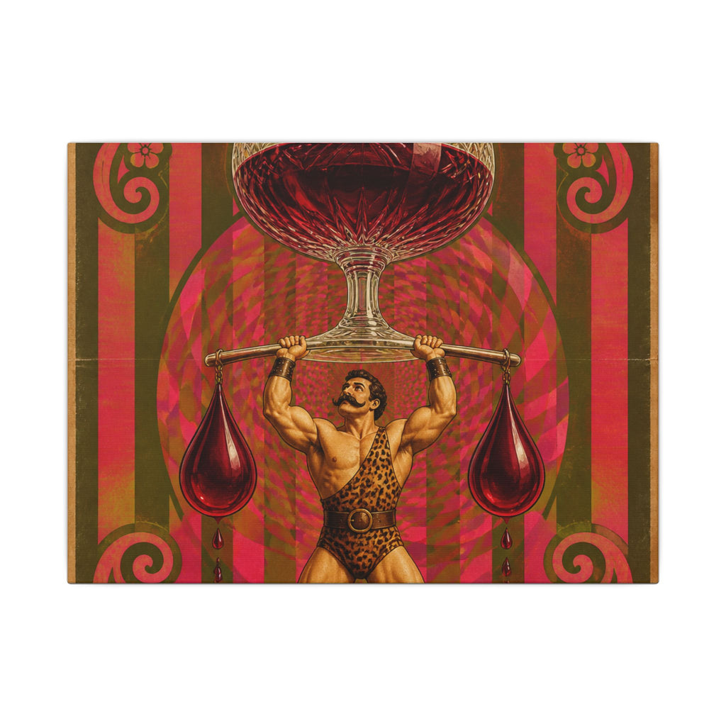 Wine Glass Strongman Wall Art Canvas 24×36 Psychedelic Dining Room Decor Maximalist Print