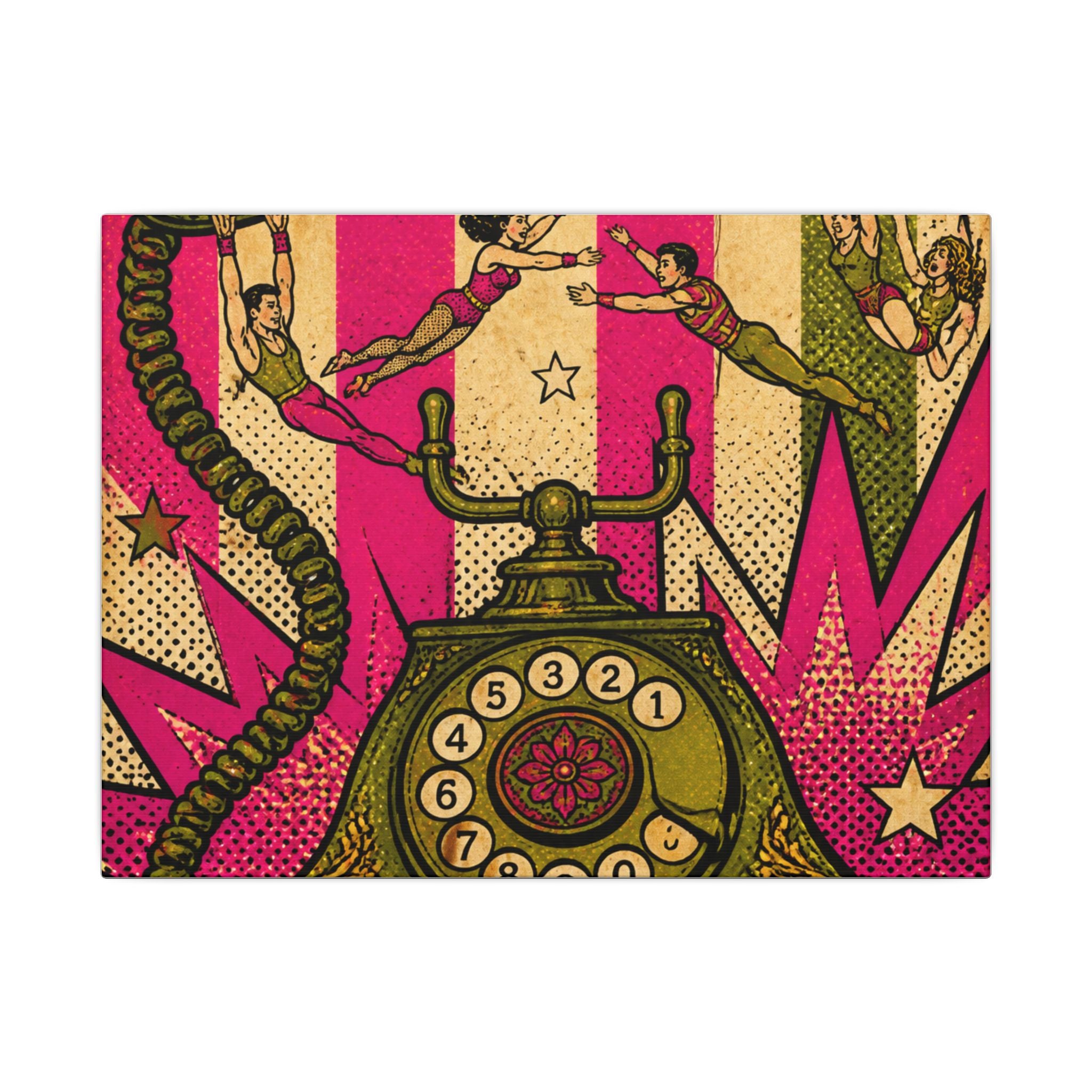 Vintage Telephone Booth Wall Art Canvas 24×36 Pop Art Restaurant Decor Maximalist Print