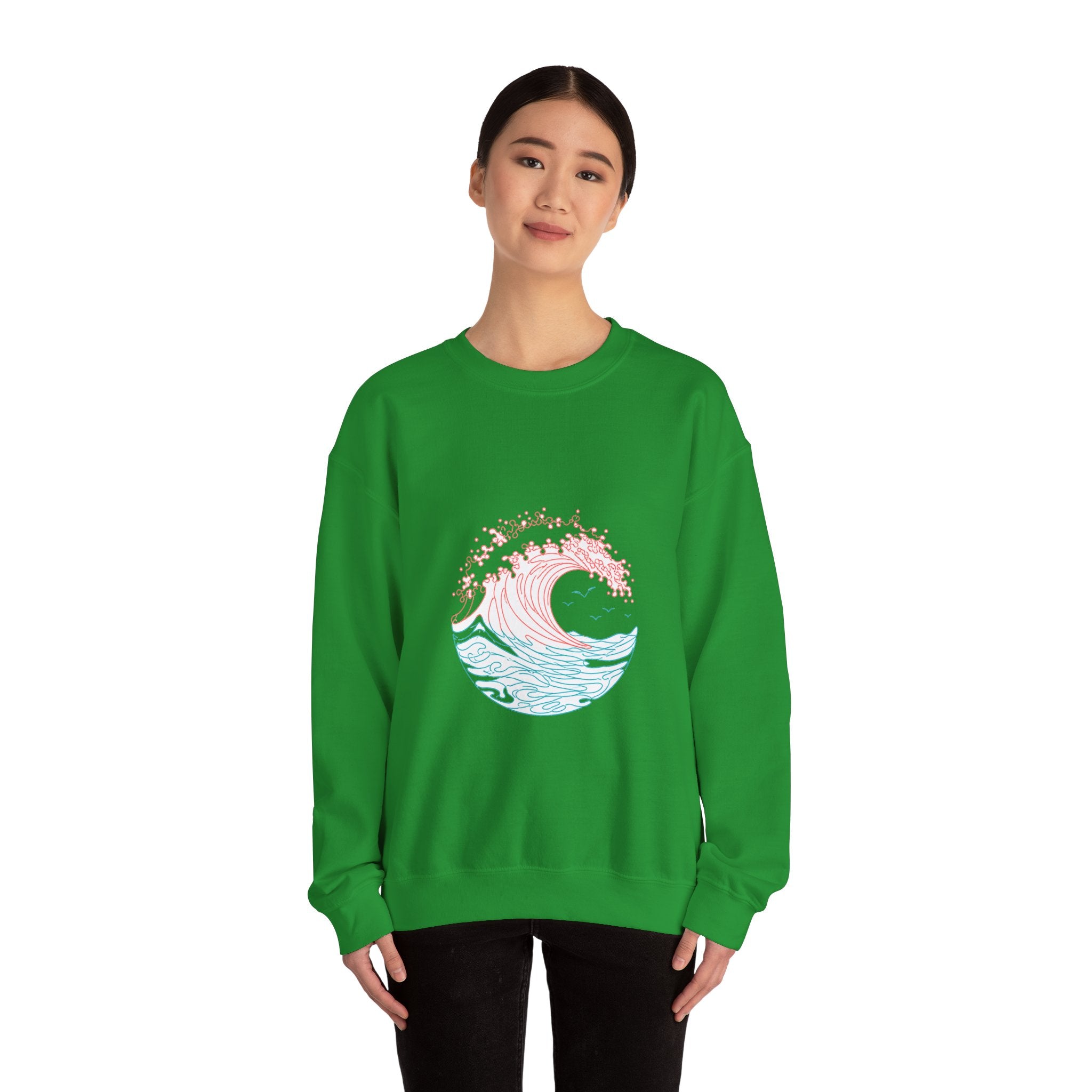 Matching Couple Sweatshirt - Mountain & Ocean Matching Couple Comfort Colors Crew Minimalist Art His Hers Christmas Gift - Design B