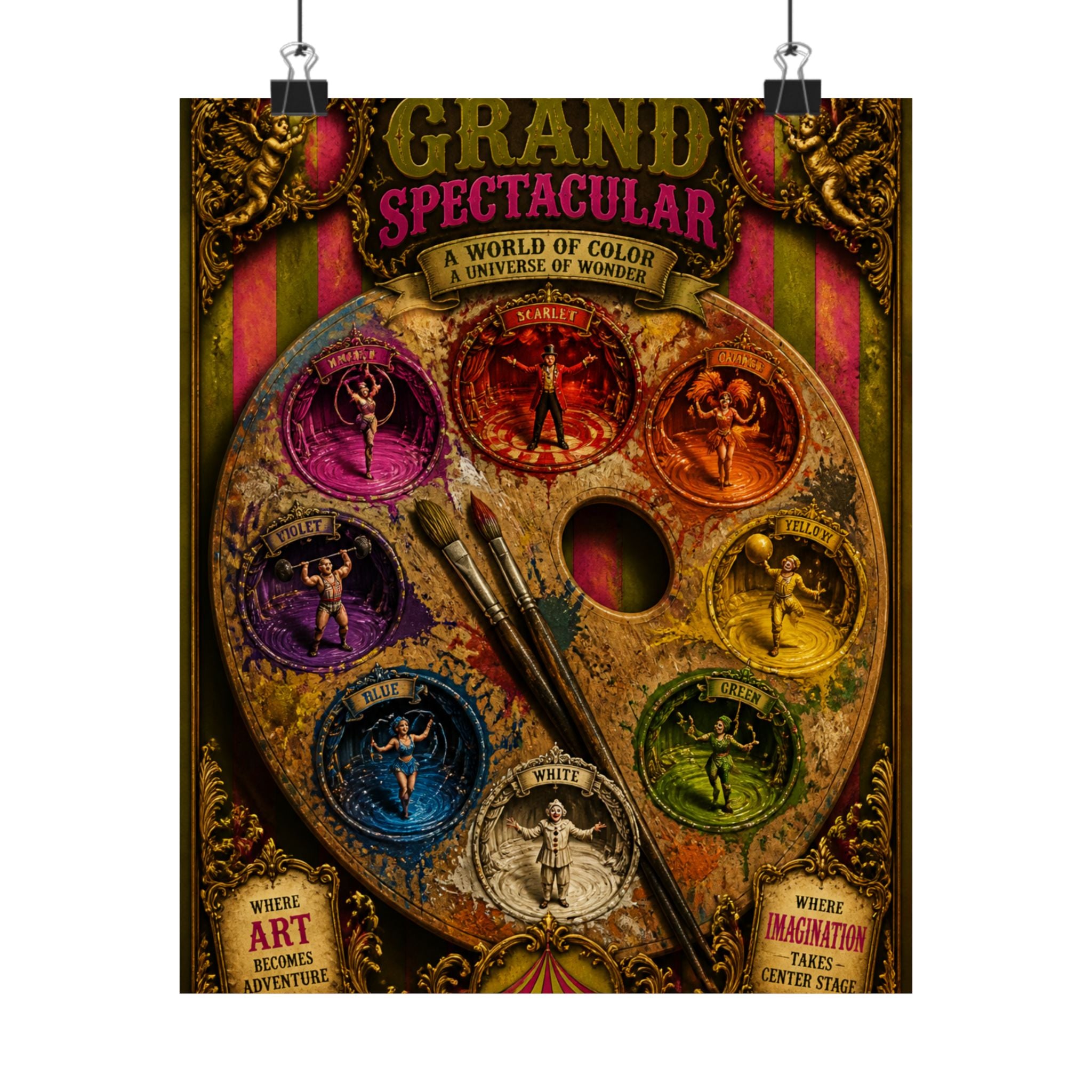 Paint Palette Stage Wall Art Poster 18×24 Baroque Home Office Decor Maximalist Print