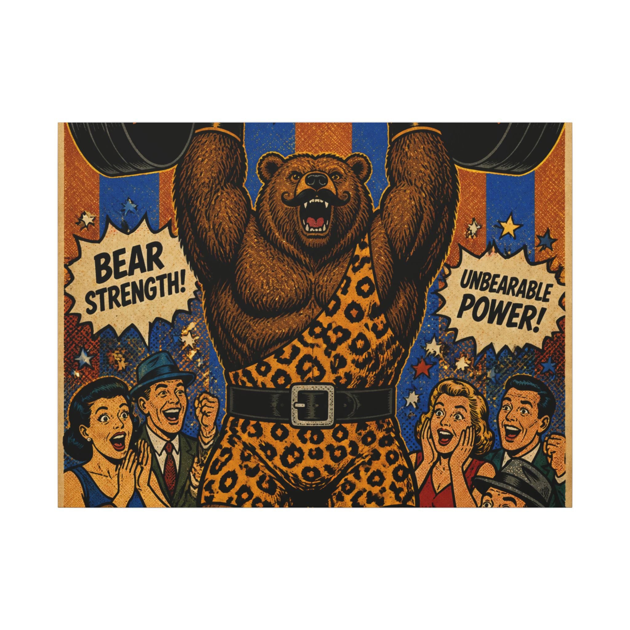 Strongman Bear Wall Art Canvas 16×20 Pop Art Living Room Decor Maximalist Print
