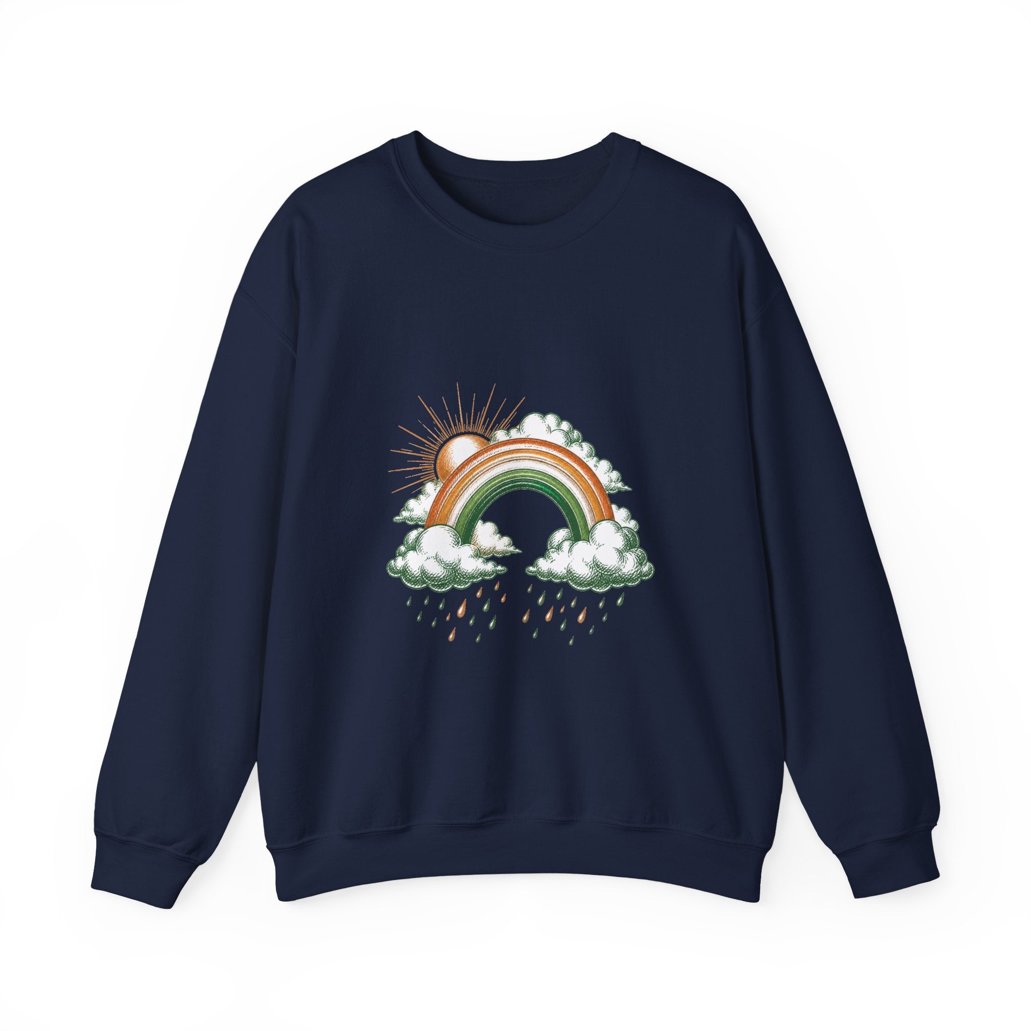 Matching Couple Sweatshirt - Storm & Rainbow Matching Couple Premium Fleece Sweatshirt Hand-Drawn Art His Hers Anniversary Gift - Design B