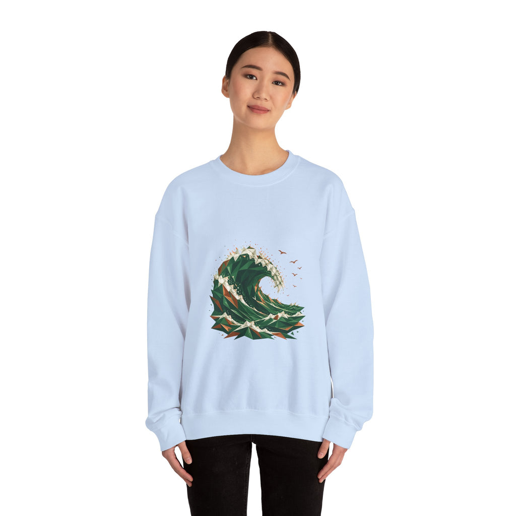 Matching Couple Sweatshirt - Mountain & Ocean Matching Couple Premium Fleece Sweatshirt Geometric Art His Hers Love Gift - Design B