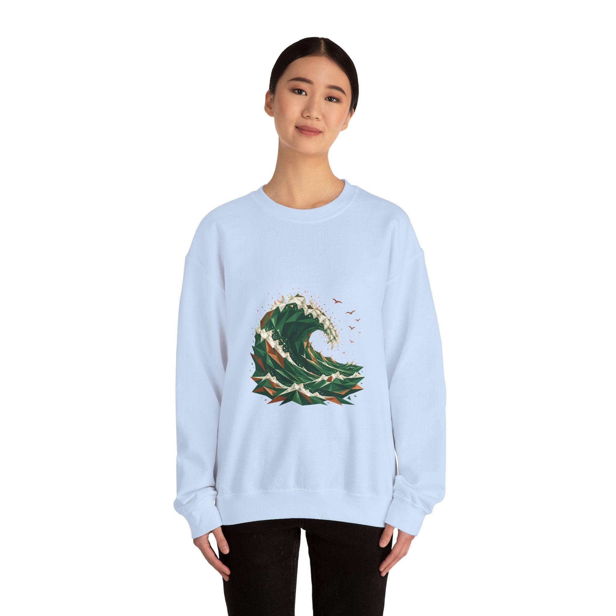 Matching Couple Sweatshirt - Mountain & Ocean Matching Couple Premium Fleece Sweatshirt Geometric Art His Hers Love Gift - Design B