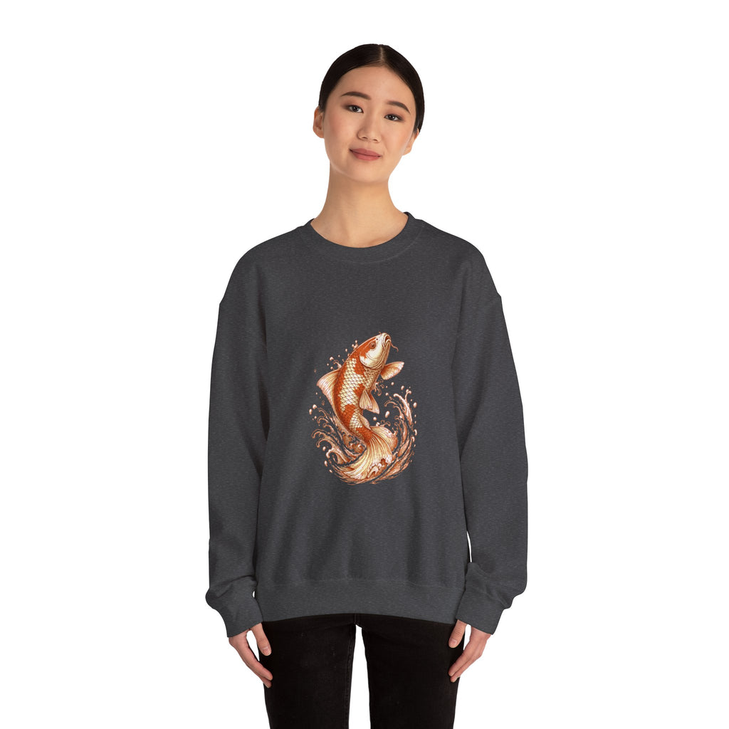Matching Couple Sweatshirt - Koi Fish Yin Yang Matching Couple Comfort Colors Crew Hand-Drawn Art His Hers Anniversary Gift - Design A