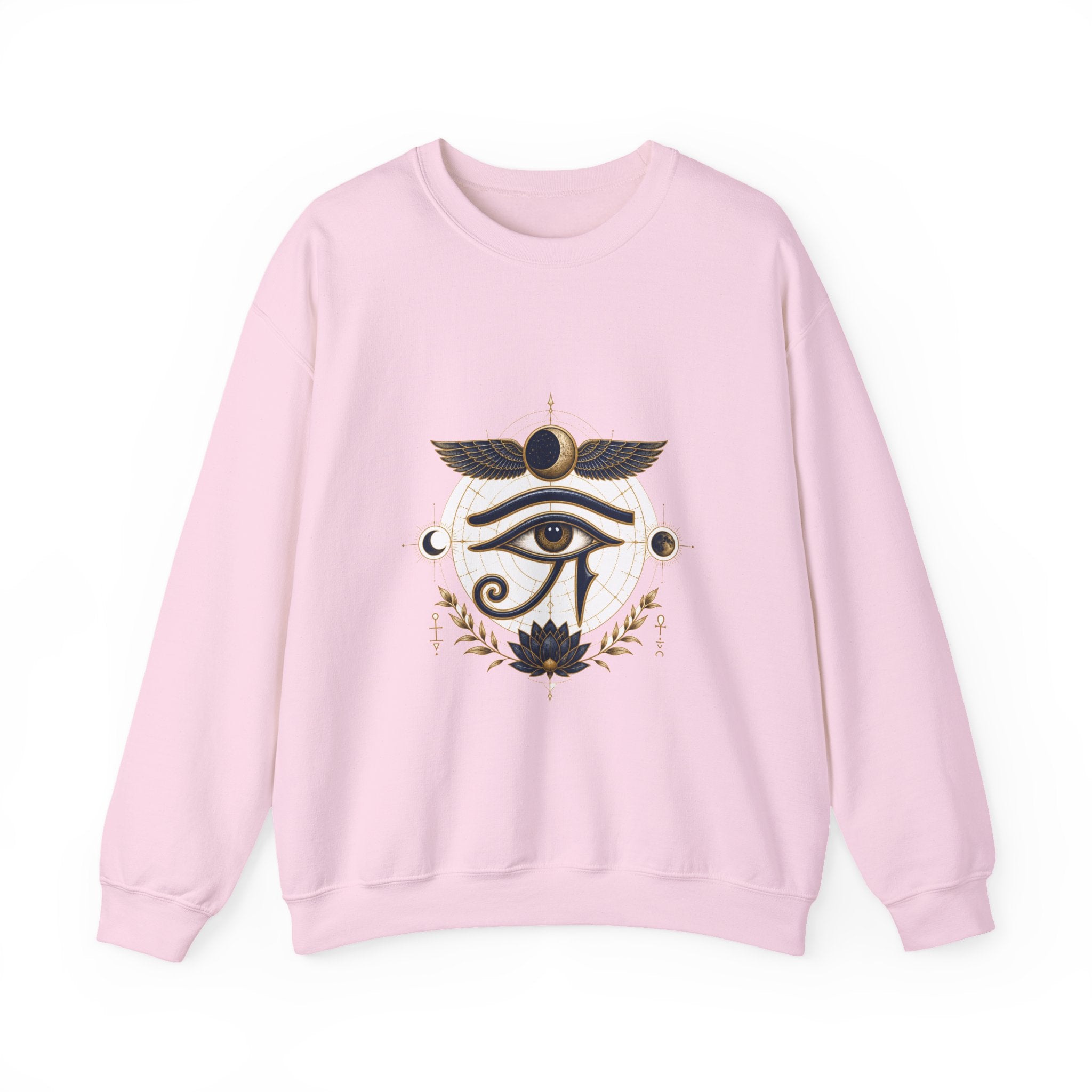 Matching Couple Sweatshirt - Eye of Ra & Horus Matching Couple Crewneck Sweatshirt Vintage Art His Hers Wedding Gift - Design B