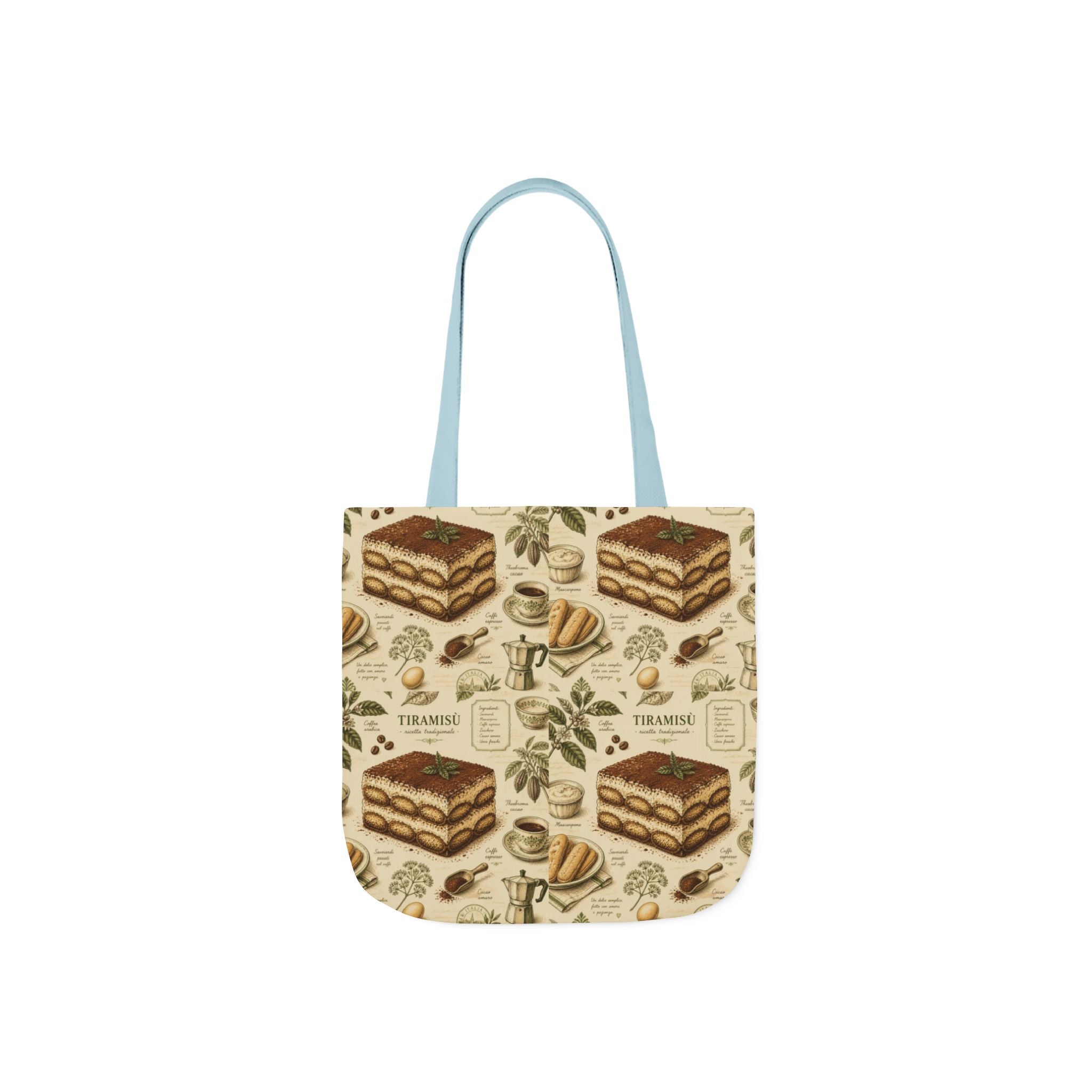 Tiramisu Layers Canvas Tote Bag Mediterranean Kitchen Botanical Design Italian Cottagecore Gift