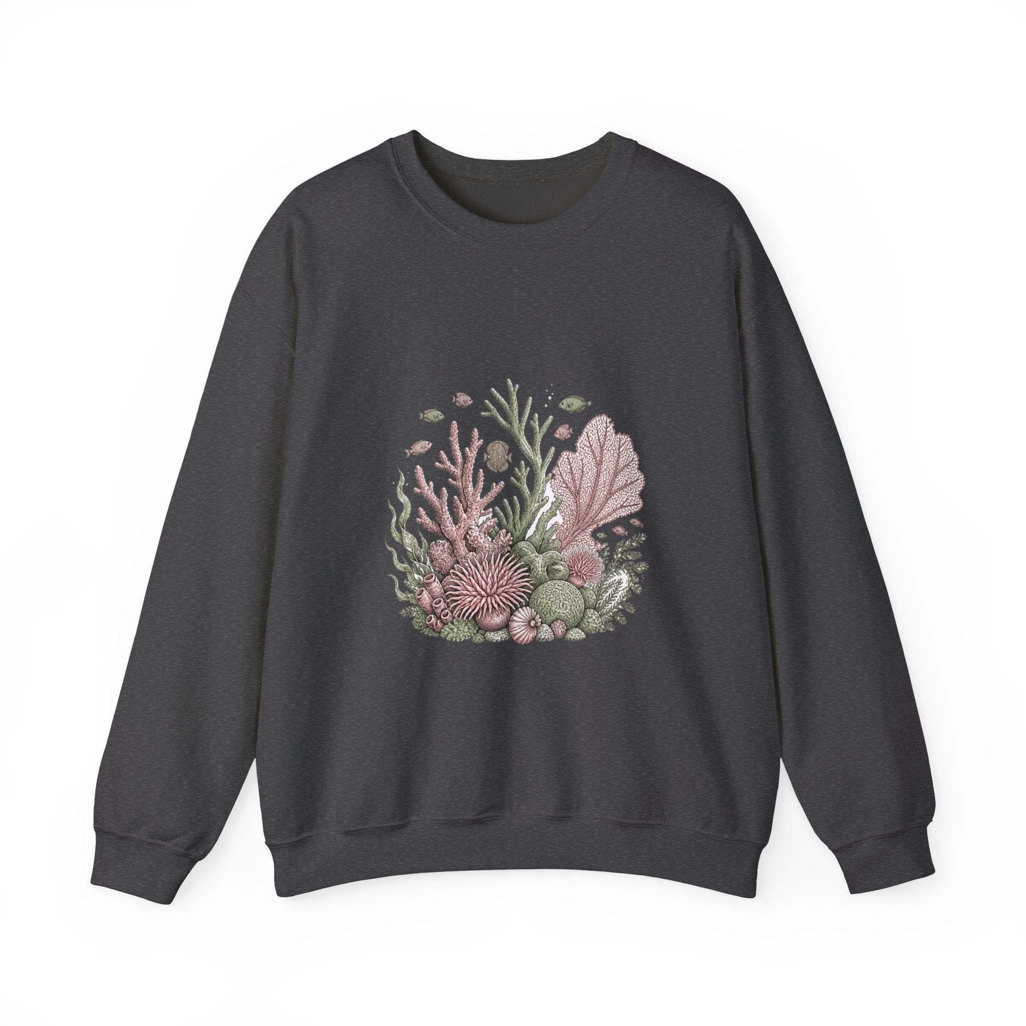 Matching Couple Sweatshirt - Coral Reef & Deep Sea Matching Couple Crewneck Sweatshirt Hand-Drawn Art His Hers Best Friend Gift - Design A
