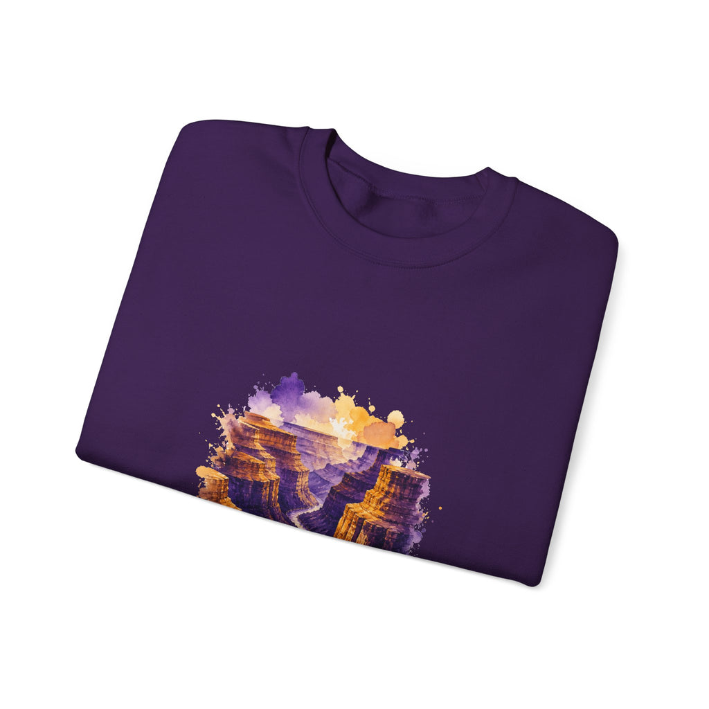 Matching Couple Sweatshirt - Lavender Fields & Canyon Matching Couple Premium Fleece Sweatshirt Watercolor Art His Hers Birthday Gift - Design B