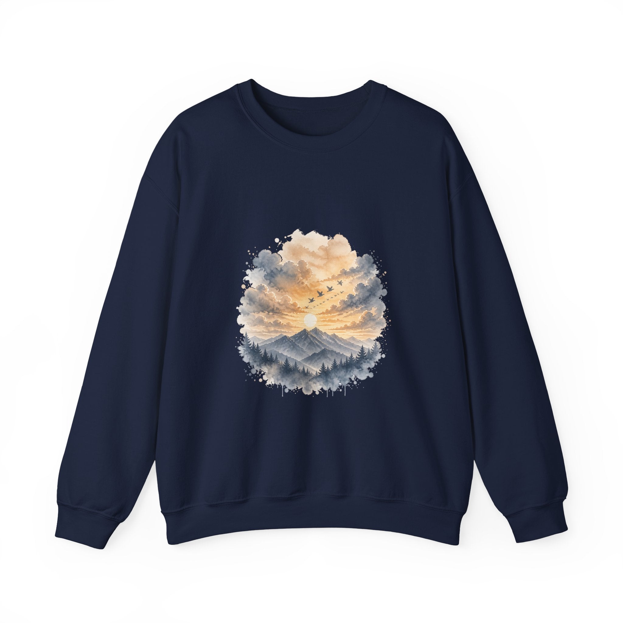 Matching Couple Sweatshirt - Sunrise & Sunset Matching Couple Premium Fleece Sweatshirt Watercolor Art His Hers Birthday Gift - Design B