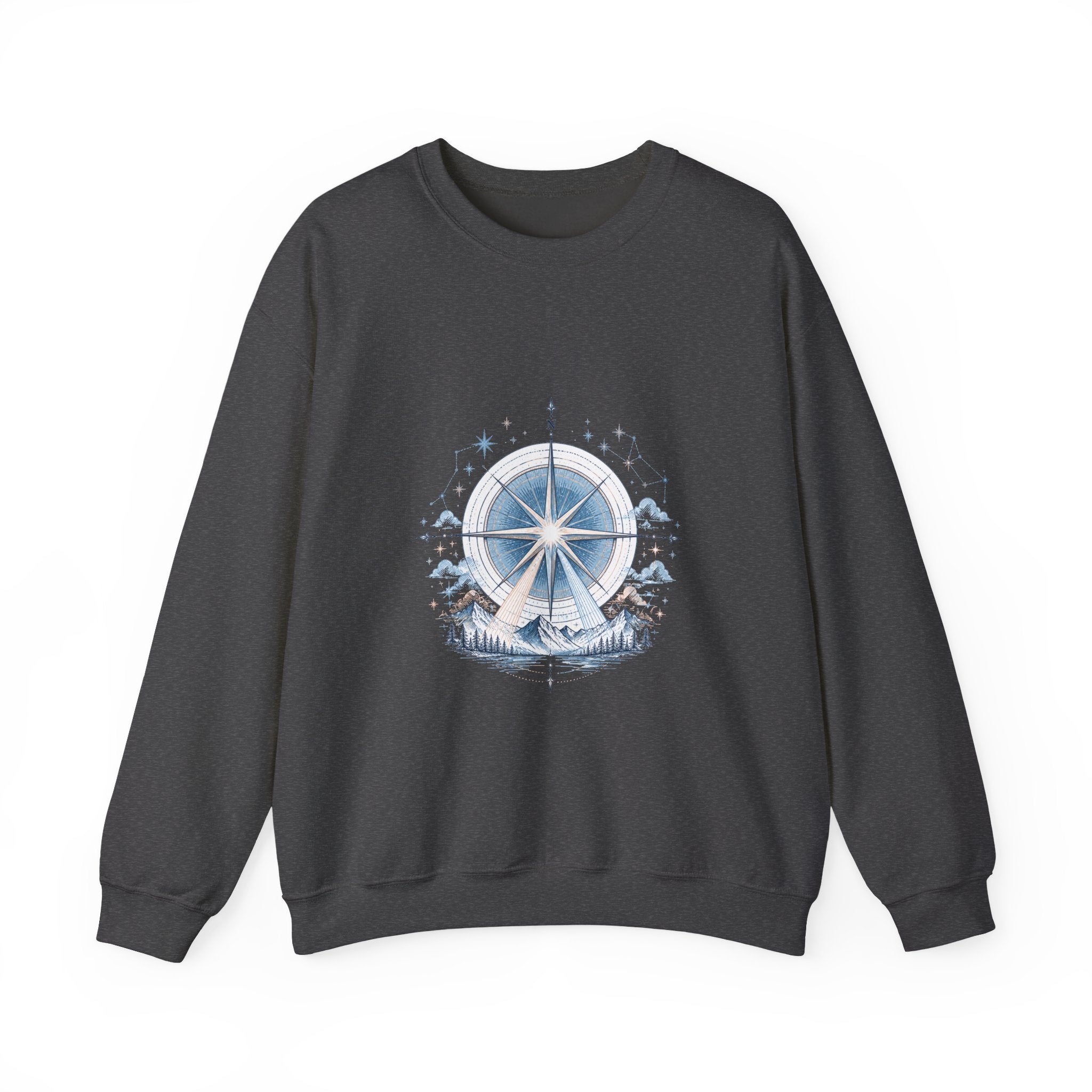 Matching Couple Sweatshirt - Shooting Star & North Star Matching Couple Premium Fleece Sweatshirt Hand-Drawn Art His Hers Anniversary Gift - Design B