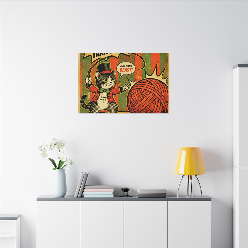 Cat Lion Tamer Wall Art Canvas 16×20 Pop Art Living Room Decor Maximalist Print