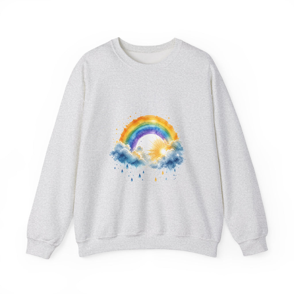 Matching Couple Sweatshirt - Storm & Rainbow Matching Couple Premium Fleece Sweatshirt Watercolor Art His Hers Birthday Gift - Design B