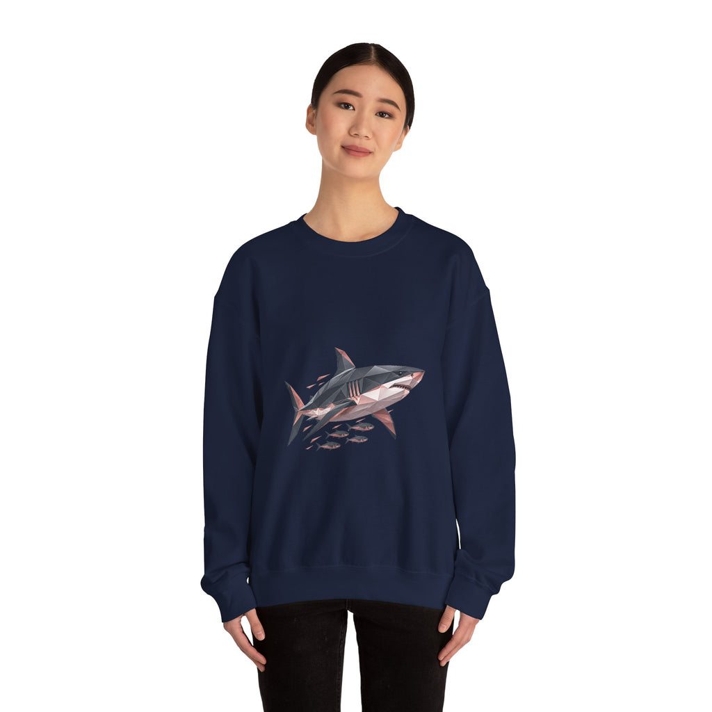 Matching Couple Sweatshirt - Shark & Dolphin Matching Couple Premium Fleece Sweatshirt Geometric Art His Hers Love Gift - Design A