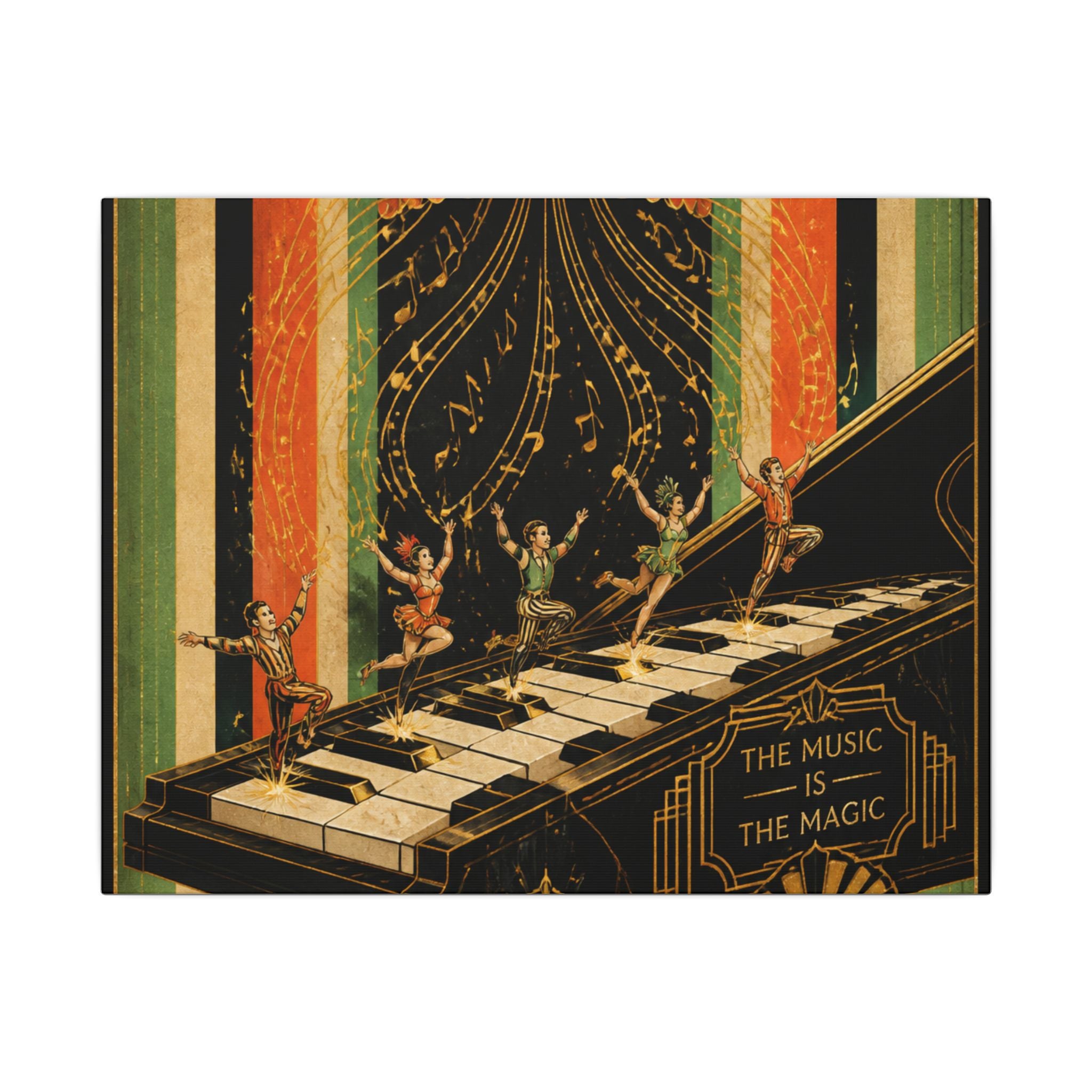 Grand Piano Acrobats Wall Art Canvas 16×20 Art Deco Entryway Decor Maximalist Print