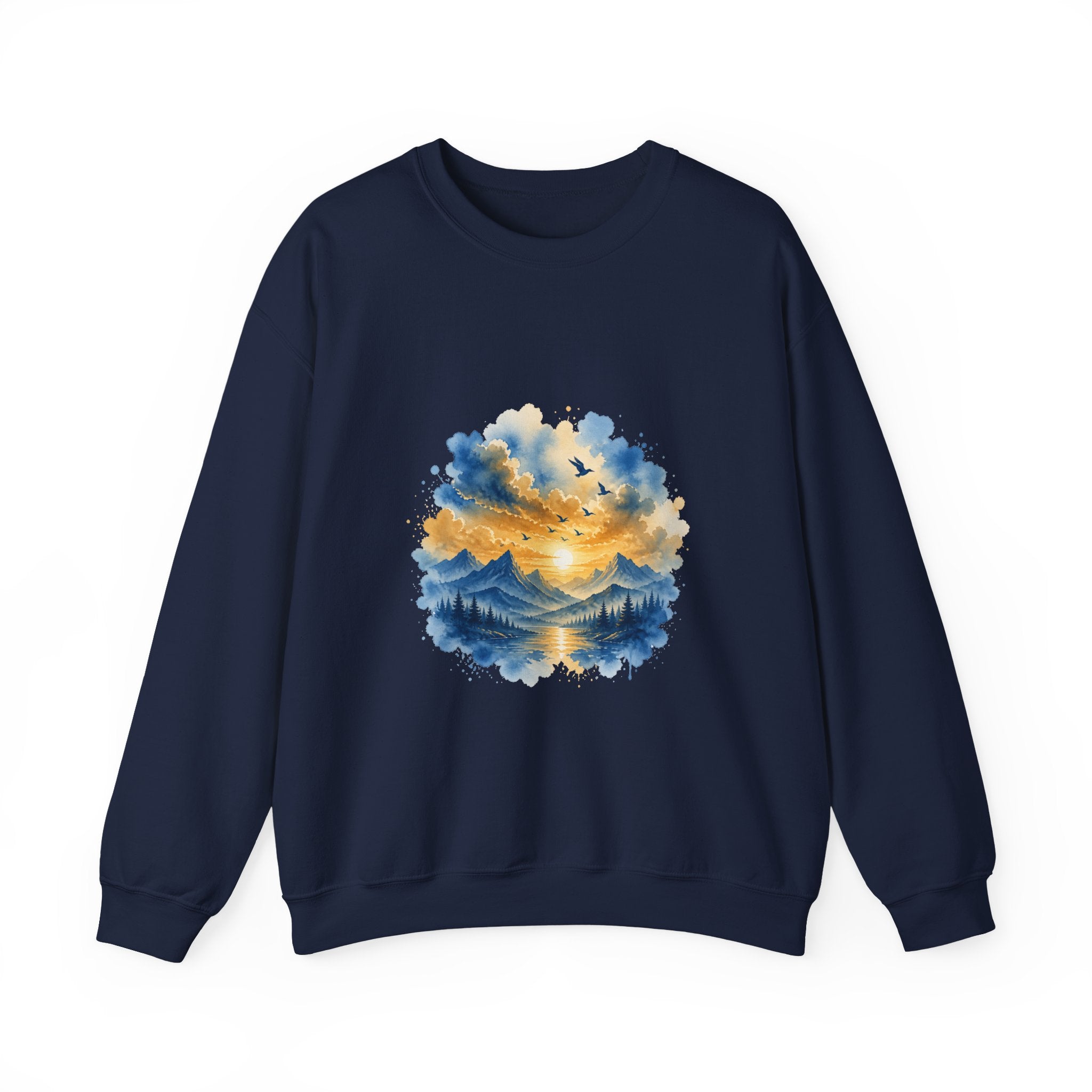 Matching Couple Sweatshirt - Sunrise & Sunset Matching Couple Crewneck Sweatshirt Watercolor Art His Hers Engagement Gift - Design B