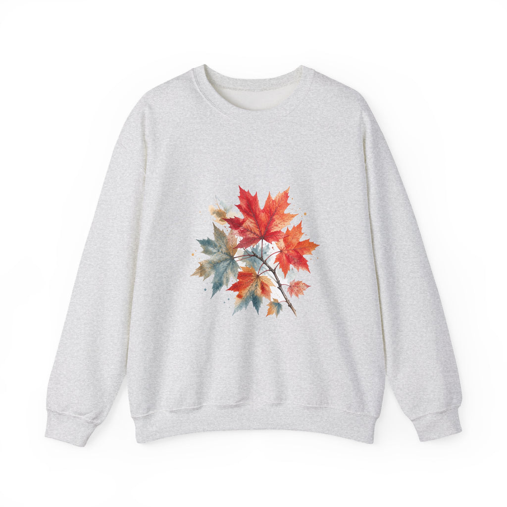 Matching Couple Sweatshirt - Cherry Blossom & Maple Leaf Matching Couple Crewneck Sweatshirt Watercolor Art His Hers Engagement Gift - Design B