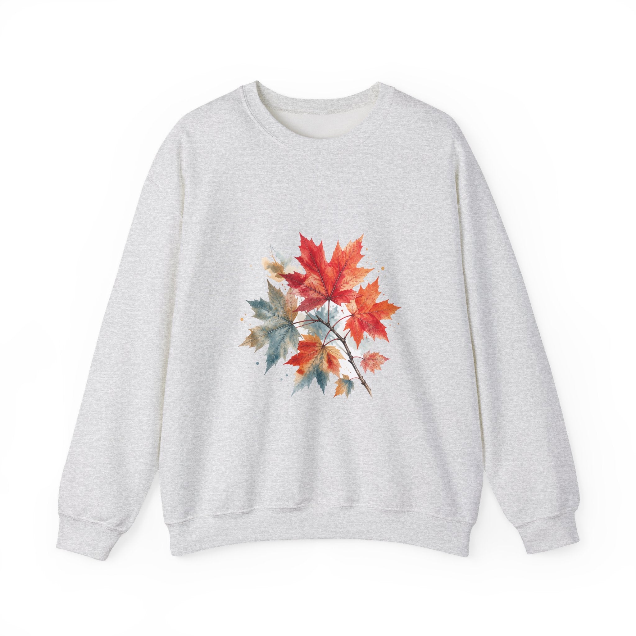 Matching Couple Sweatshirt - Cherry Blossom & Maple Leaf Matching Couple Crewneck Sweatshirt Watercolor Art His Hers Engagement Gift - Design B