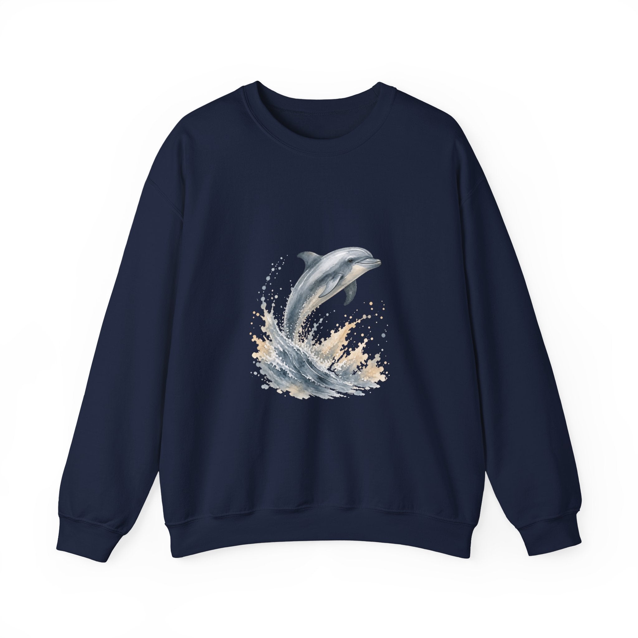 Matching Couple Sweatshirt - Shark & Dolphin Matching Couple Comfort Colors Crew Watercolor Art His Hers Birthday Gift - Design B