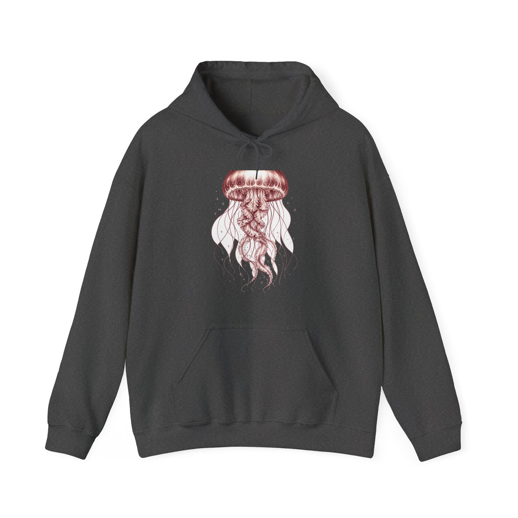 Matching Couple Sweatshirt - Octopus & Jellyfish Matching Couple Hooded Sweatshirt Vintage Art His Hers Wedding Gift - Design B