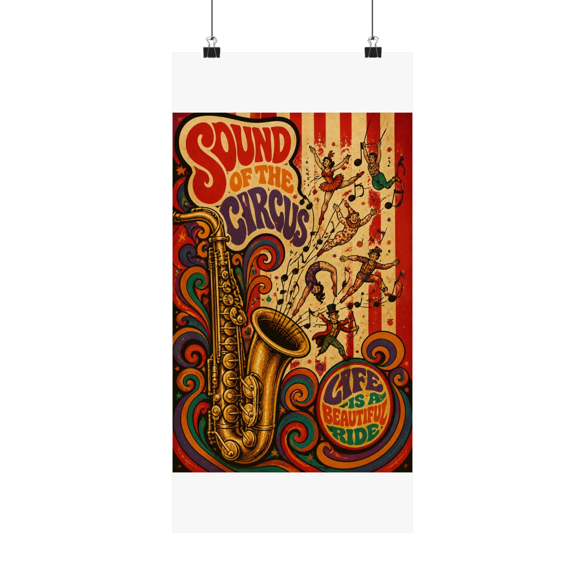 Saxophone Music Circus Wall Art Poster 18×24 Psychedelic Cafe Decor Maximalist Print