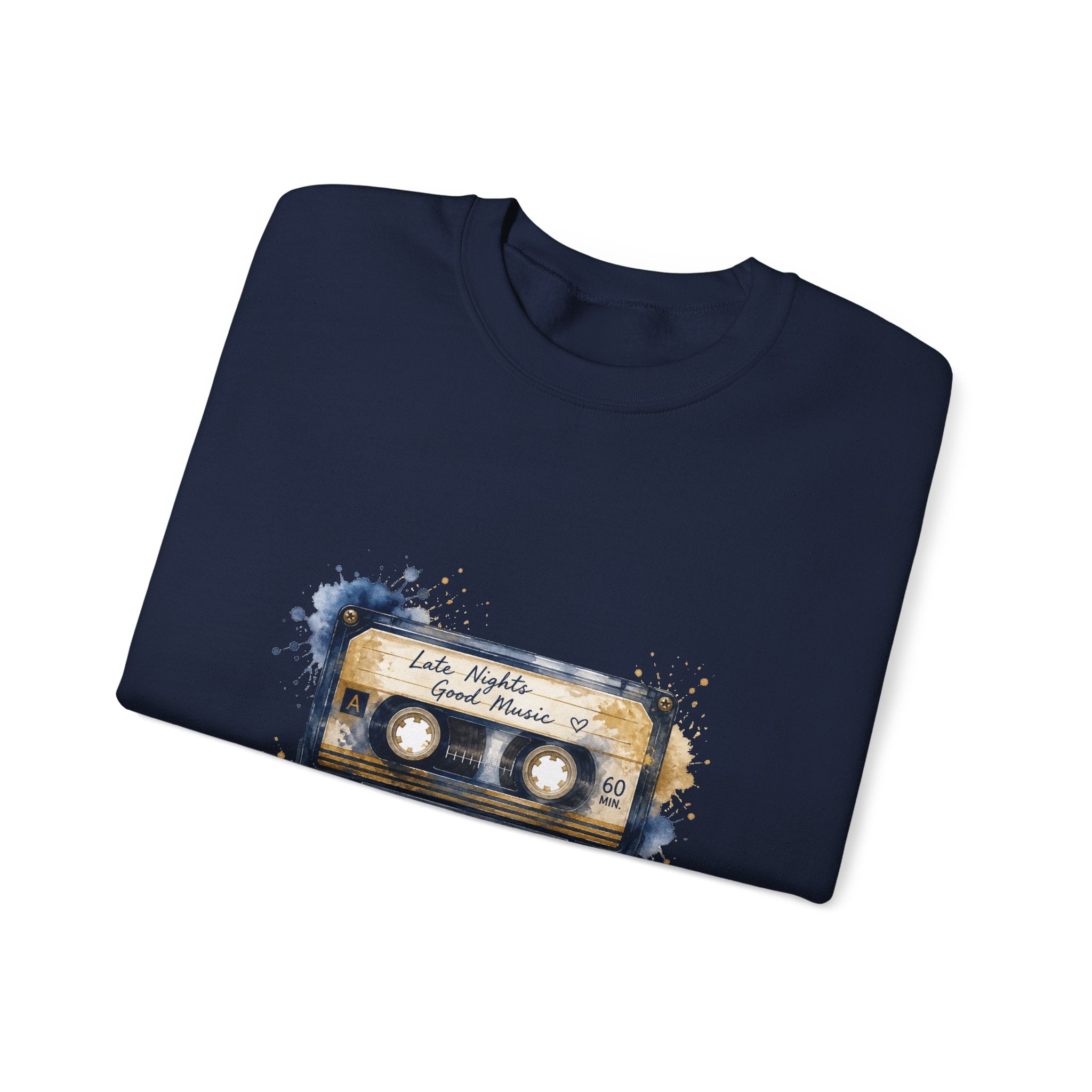 Matching Couple Sweatshirt - Vinyl & Cassette Matching Couple Crewneck Sweatshirt Watercolor Art His Hers Engagement Gift - Design B