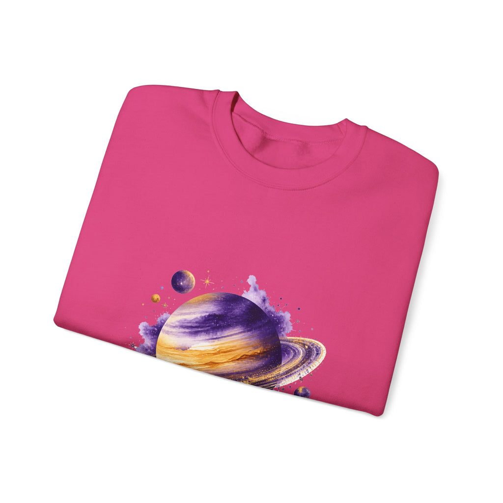 Matching Couple Sweatshirt - Astronaut & Planet Matching Couple Comfort Colors Crew Watercolor Art His Hers Birthday Gift - Design B