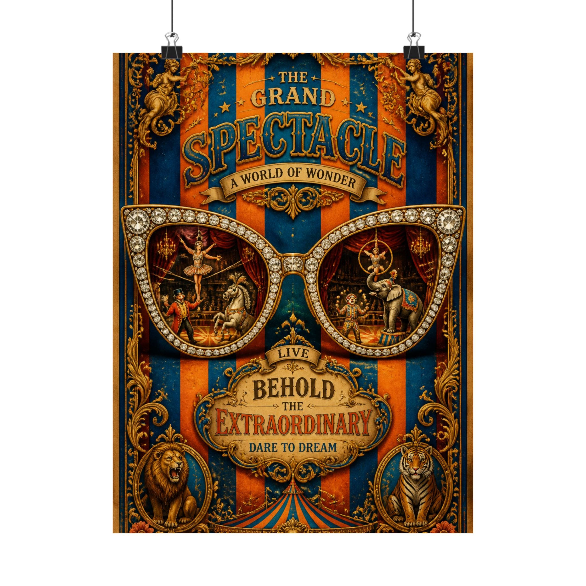 Sunglasses Circus Ring Wall Art Poster 24×36 Baroque Studio Decor Maximalist Print