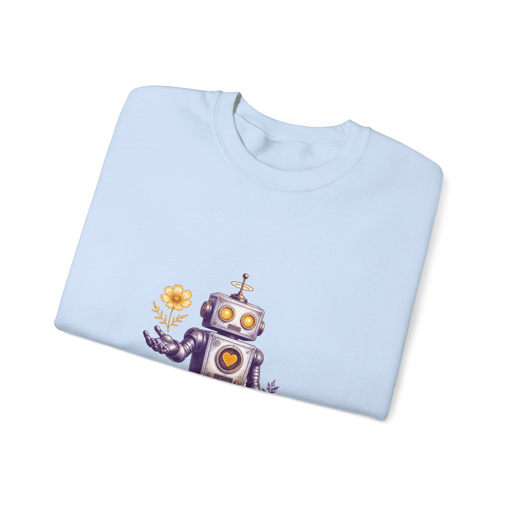 Matching Couple Sweatshirt - Robot & Heart Matching Couple Crewneck Sweatshirt Vintage Art His Hers Wedding Gift - Design A