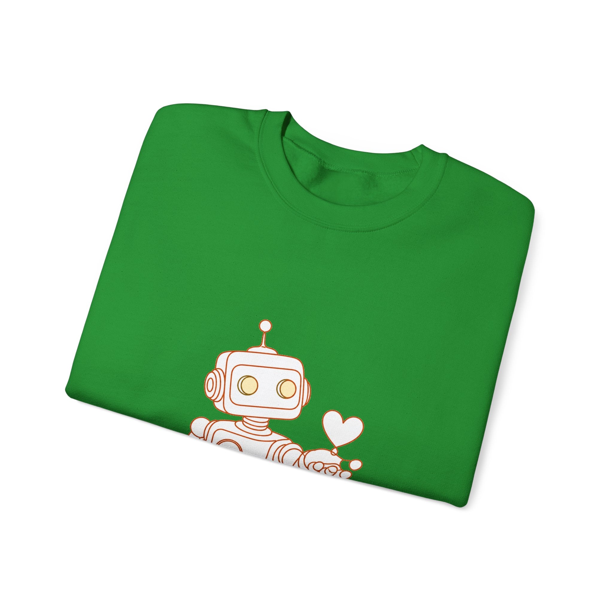 Matching Couple Sweatshirt - Robot & Heart Matching Couple Crewneck Sweatshirt Minimalist Art His Hers Valentine Gift - Design A