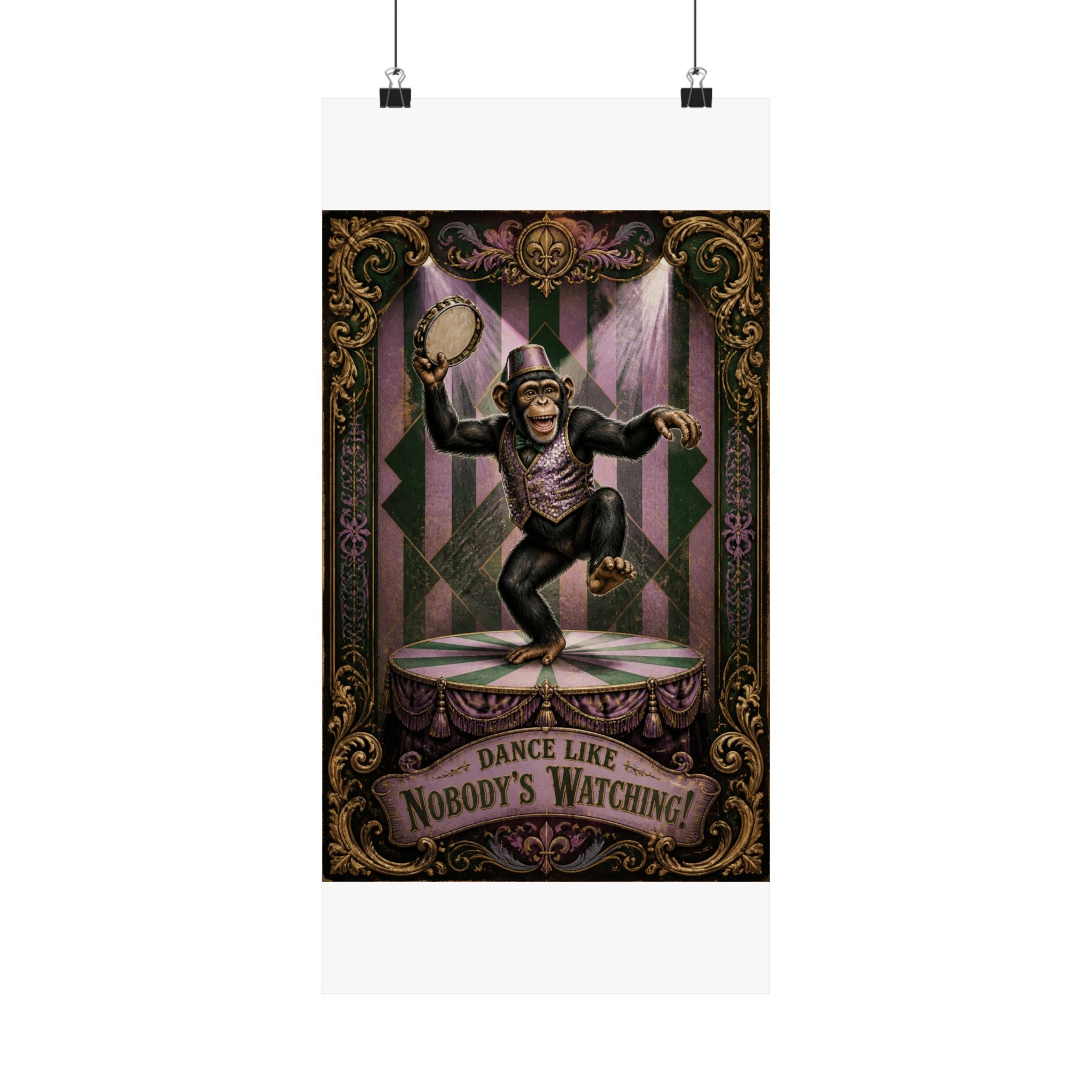 Dancing Monkey Wall Art Poster 18×24 Baroque Home Office Decor Maximalist Print