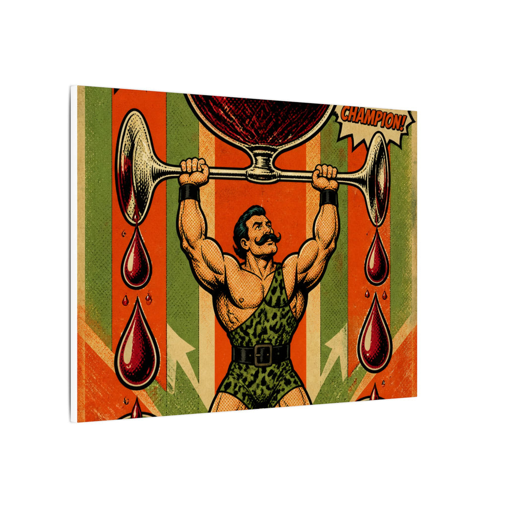 Wine Glass Strongman Wall Art Canvas 24×36 Pop Art Restaurant Decor Maximalist Print