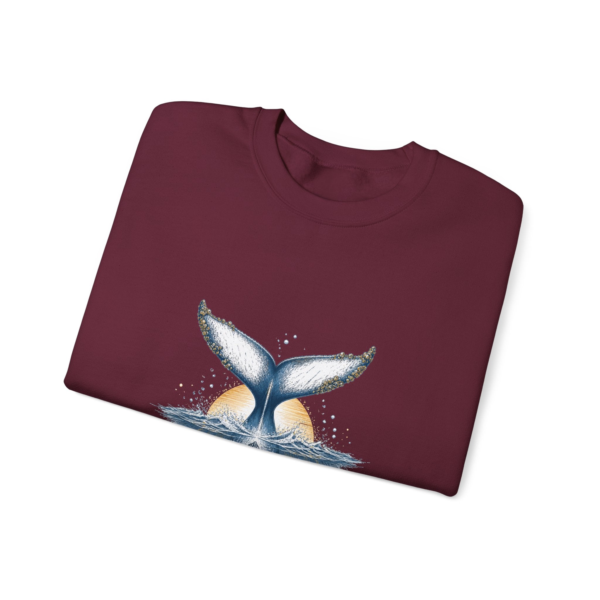 Matching Couple Sweatshirt - Eagle & Whale Matching Couple Premium Fleece Sweatshirt Hand-Drawn Art His Hers Anniversary Gift - Design B
