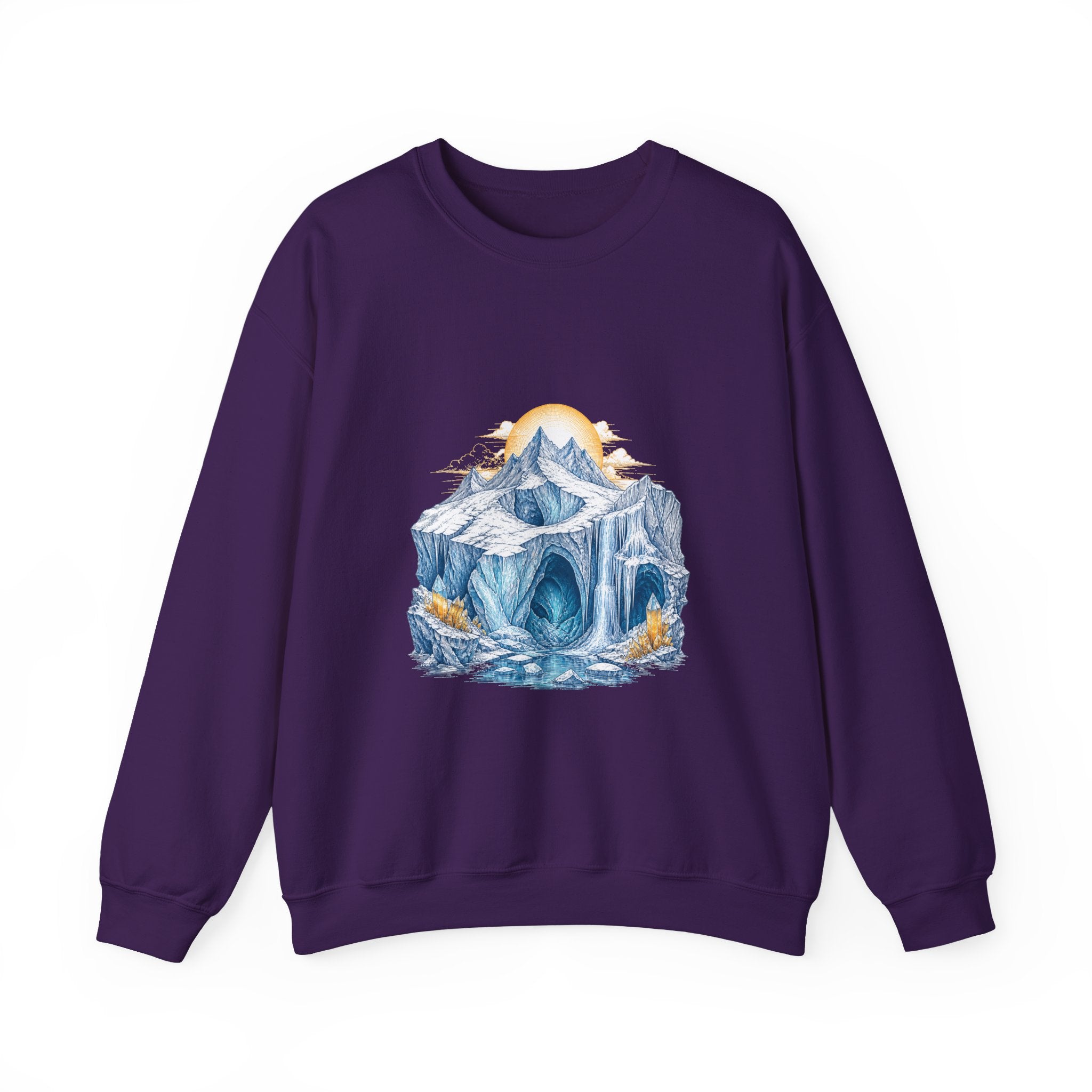 Matching Couple Sweatshirt - Volcano & Glacier Matching Couple Crewneck Sweatshirt Hand-Drawn Art His Hers Best Friend Gift - Design B