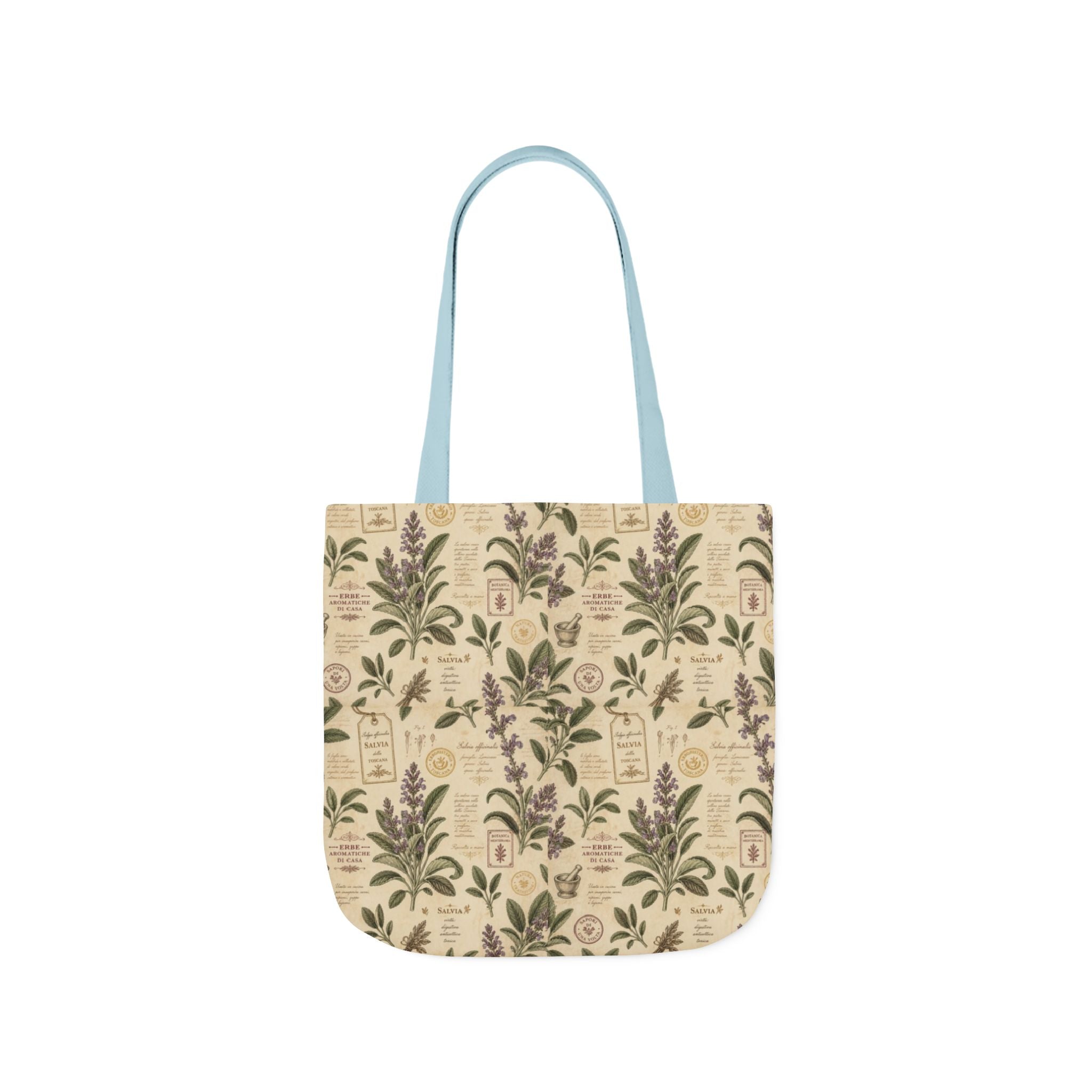 Sage Leaves Canvas Tote Bag Mediterranean Kitchen Botanical Design Italian Cottagecore Gift